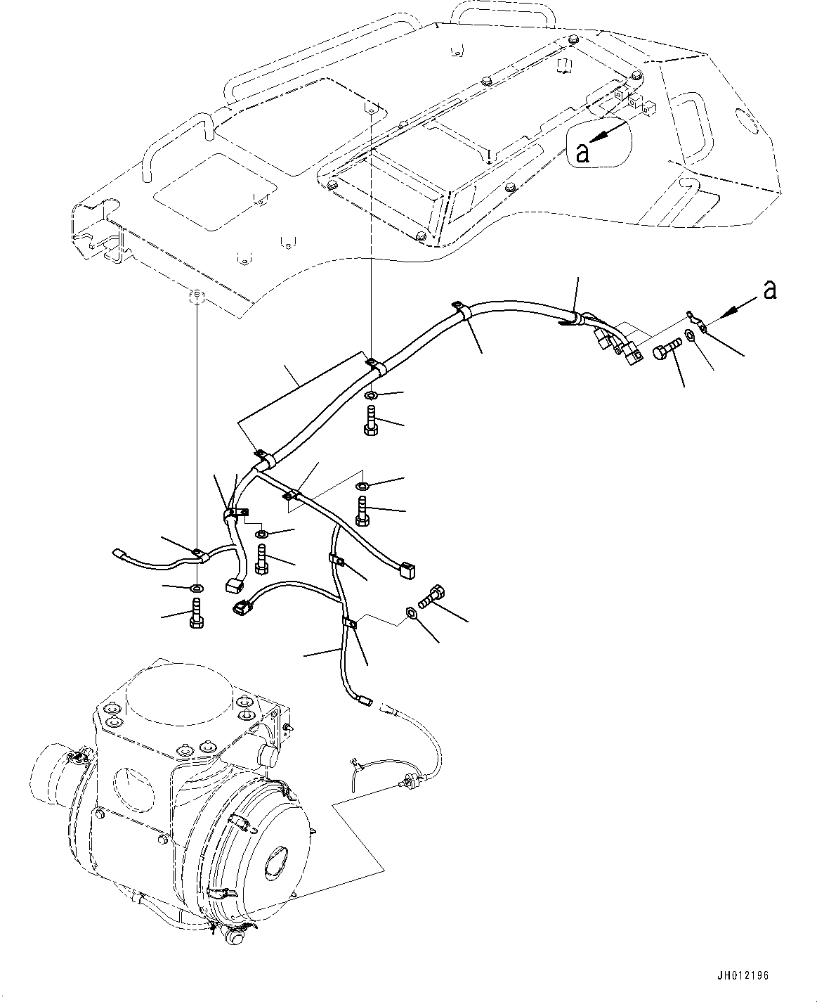 Komatsu parts book diagram for D155AX-8E0 S/N 110001-UP: ENGINE HOOD AND SIDE COVER GROUP, WIRING HARNESS AND CLIP(#100739-)