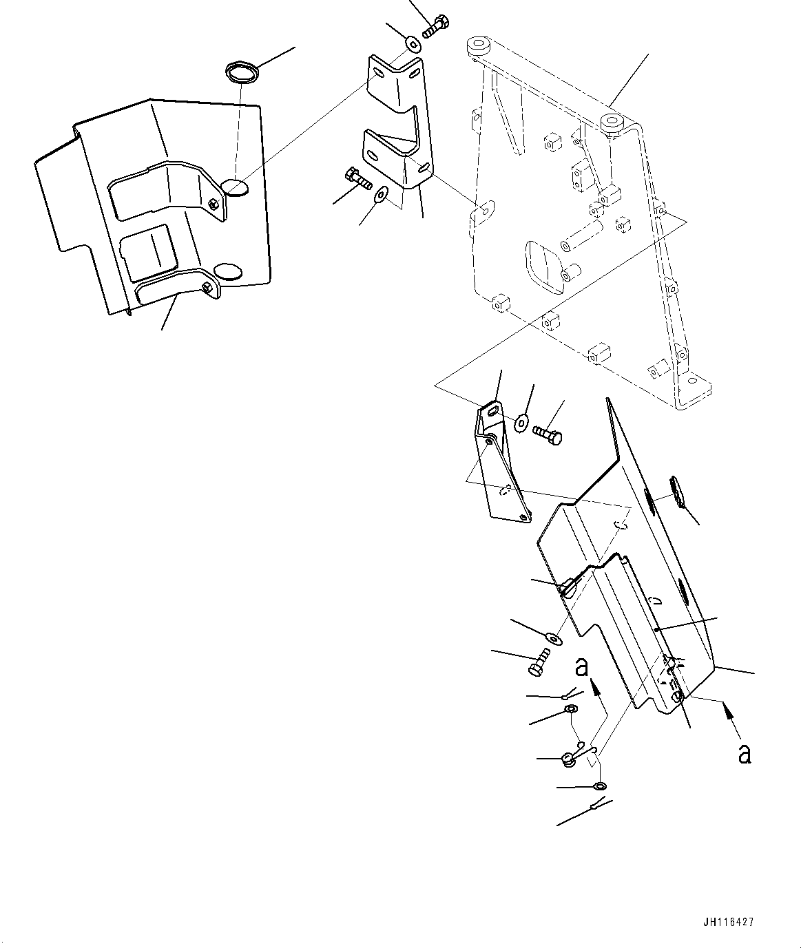 Komatsu parts book diagram for D155AX-8E0 S/N 110001-UP: ENGINE HOOD MOUNTING BRACKET, (WITH COOLANT FILTER)(#100739-)