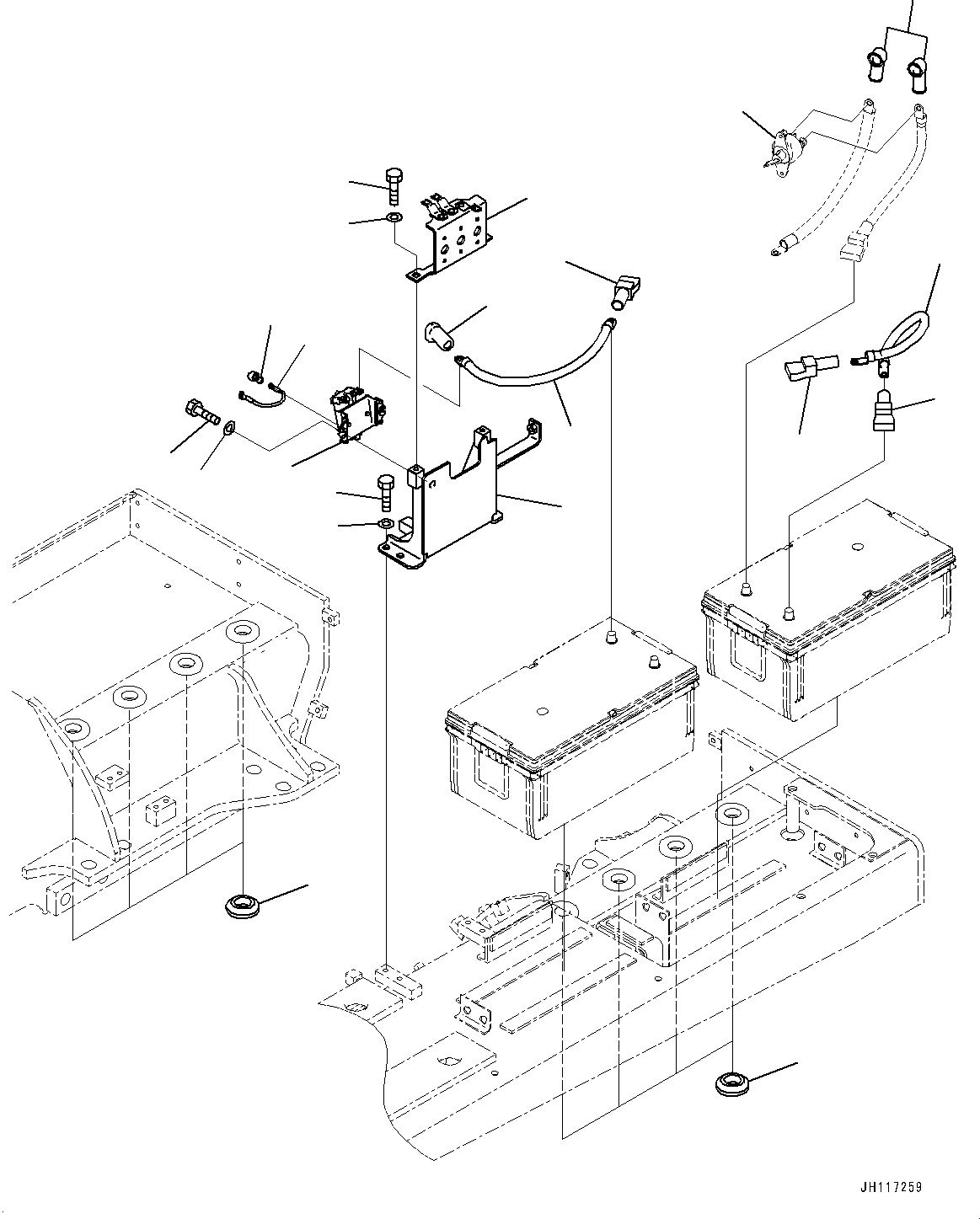 Komatsu parts book diagram for D155AX-8E0 S/N 110001-UP: FENDER, STARTING WIRING HARNESS (1/2)(#100001-)