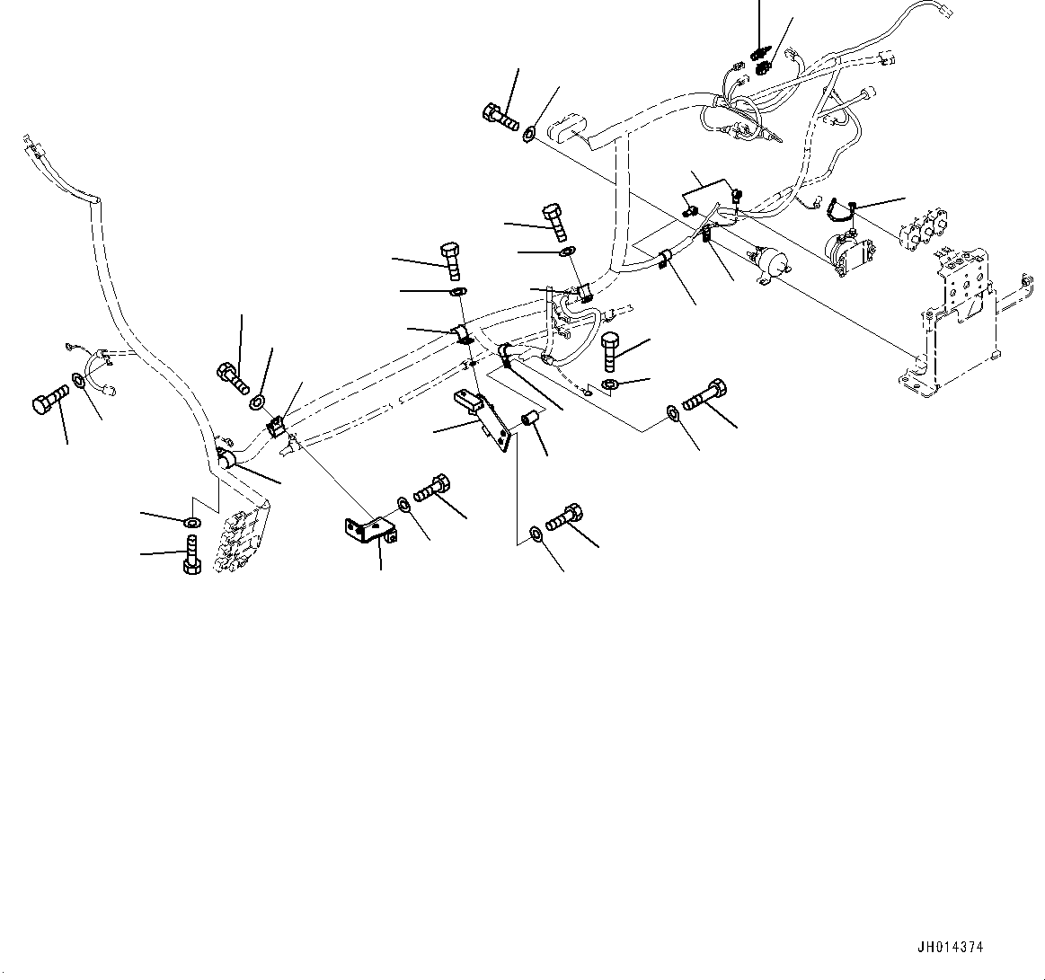 Komatsu parts book diagram for D155AX-8E0 S/N 110001-UP: FENDER, MAIN WIRING HARNESS CLAMP(#100001-)