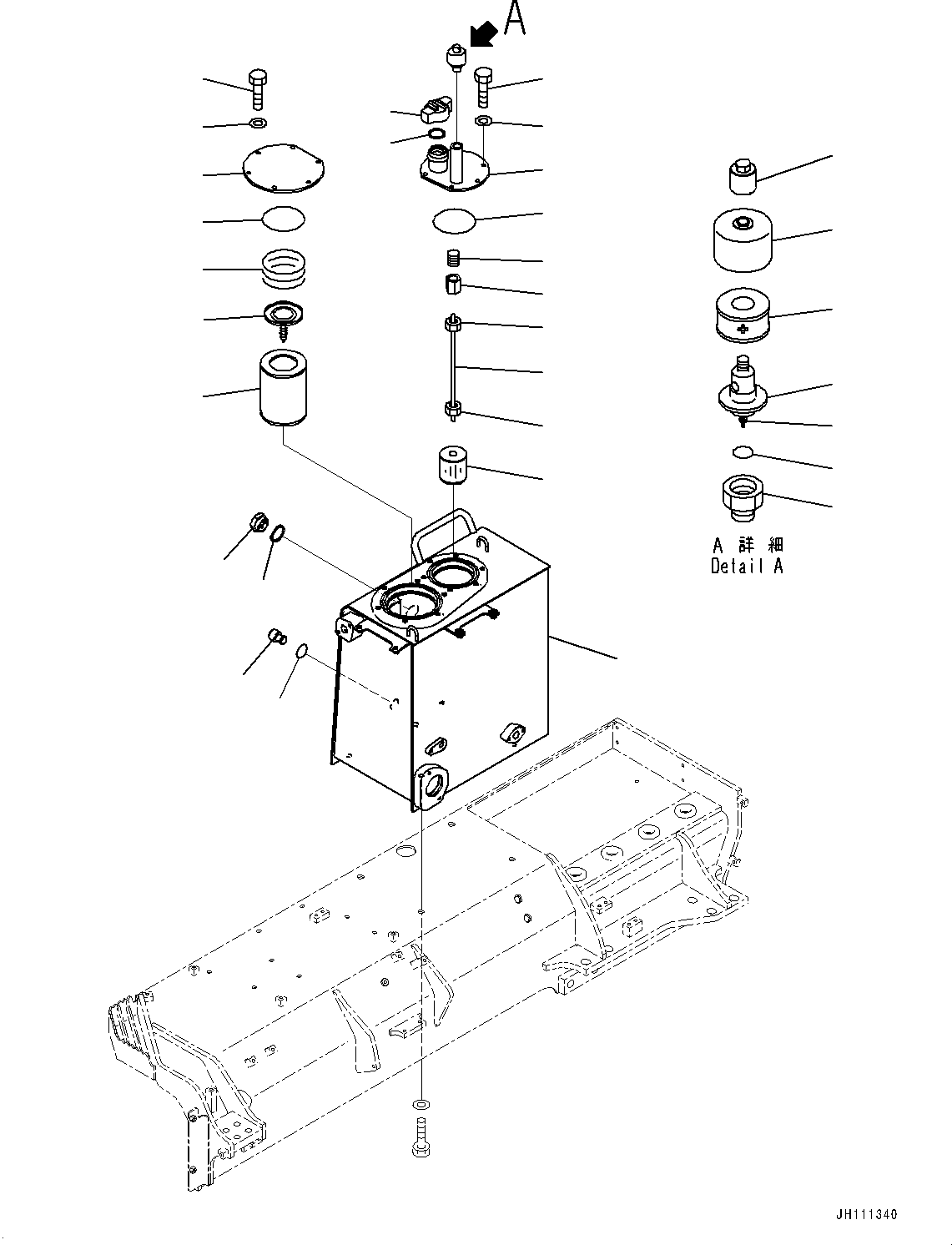 Komatsu parts book diagram for D155AX-8E0 S/N 110001-UP: FENDER, HYDRAULIC TANK(#100001-)