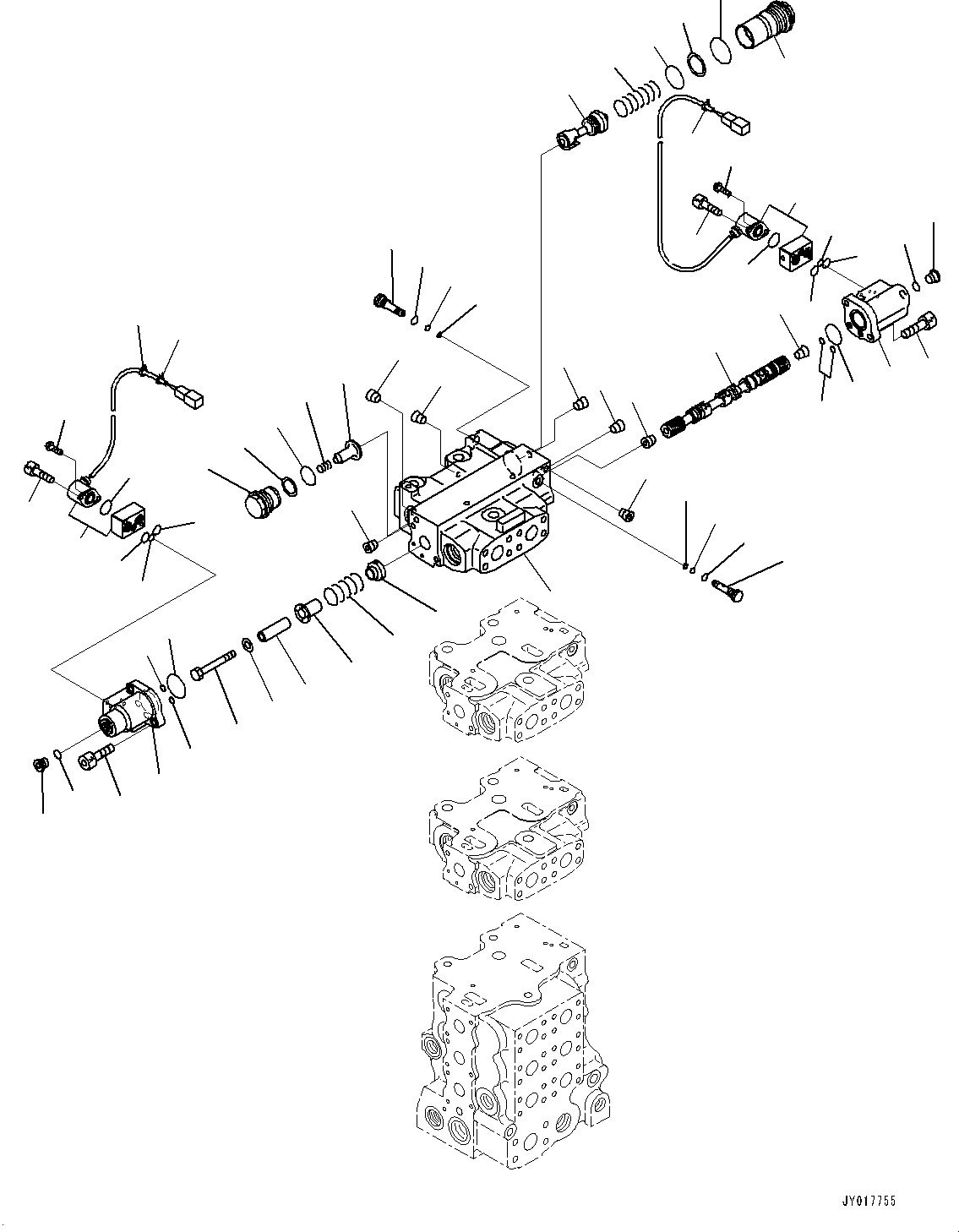 Komatsu parts book diagram for D155AX-8E0 S/N 110001-UP: FENDER, CONTROL VALVE, 6-SPOOL (7/10)(#100001-)