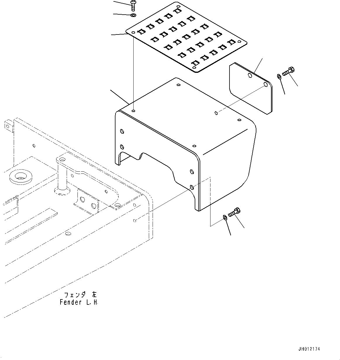 Komatsu parts book diagram for D155AX-8E0 S/N 110001-UP: FENDER, STEP(#100001-)