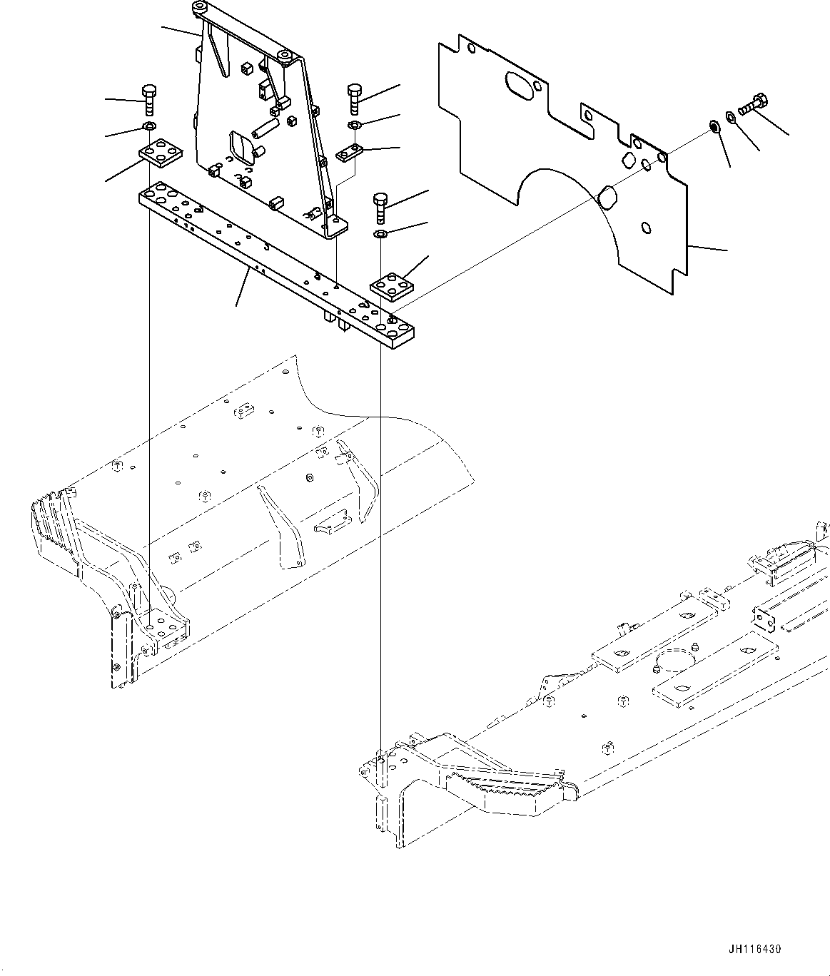 Komatsu parts book diagram for D155AX-8E0 S/N 110001-UP: FENDER, HOOD MOUNTING (WITH COOLANT FILTER)(#100001-)