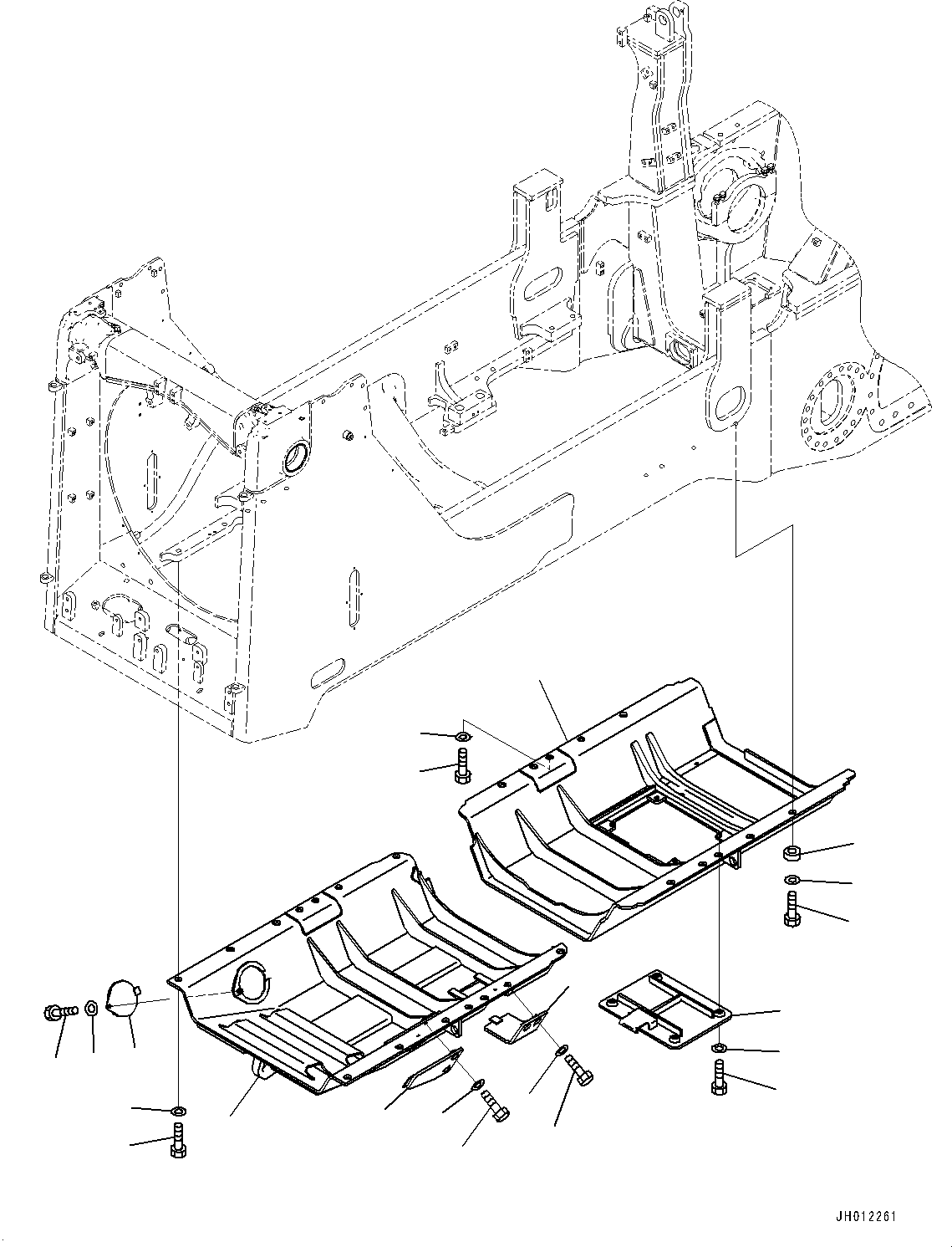 Komatsu parts book diagram for D155AX-8E0 S/N 110001-UP: UNDER GUARD, (#100001-)