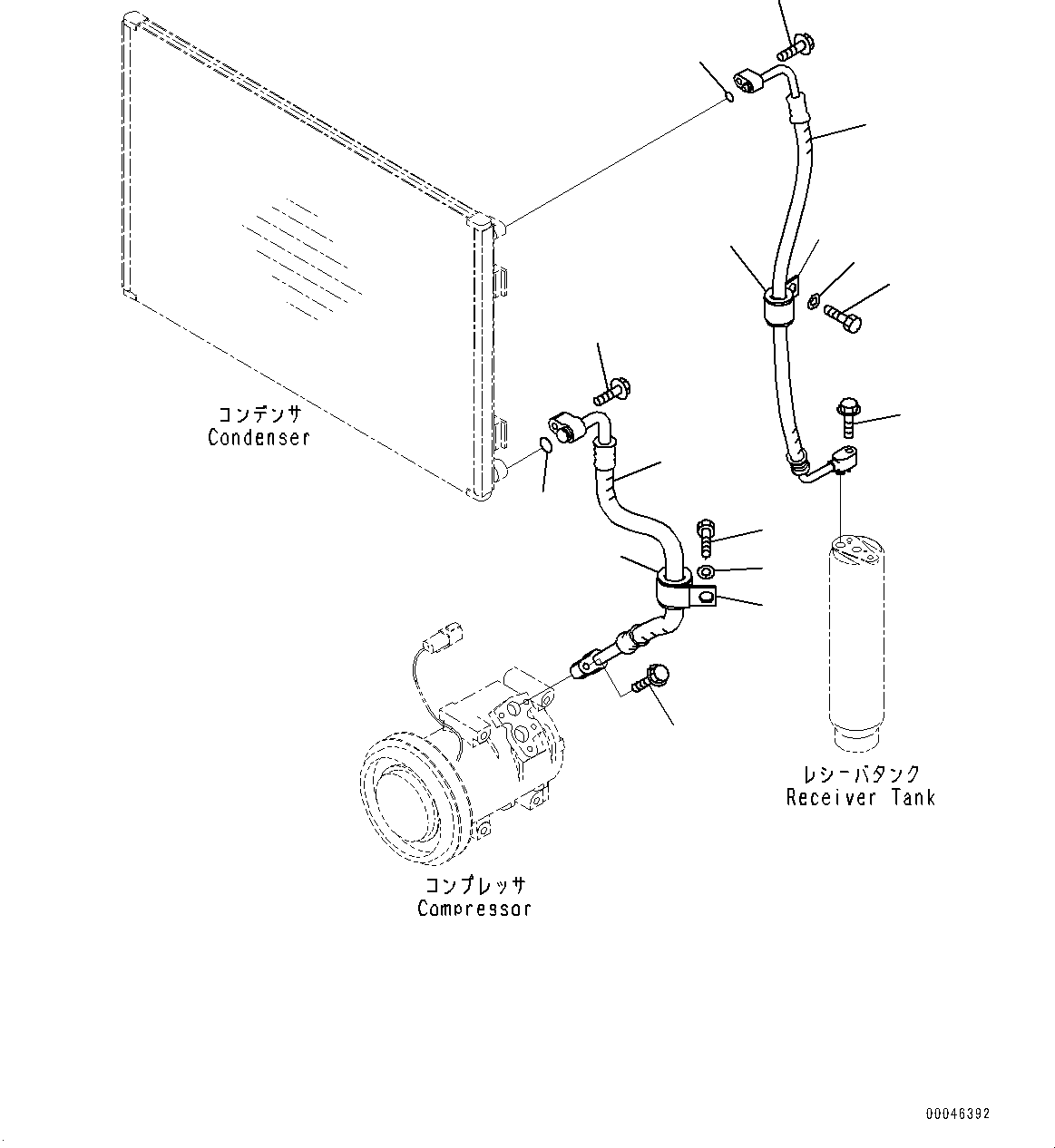 Komatsu parts book diagram for D375A-6 S/N 62001-UP (Mining Specification): COMPRESSOR, DISCHARGE PIPING(#60295-)
