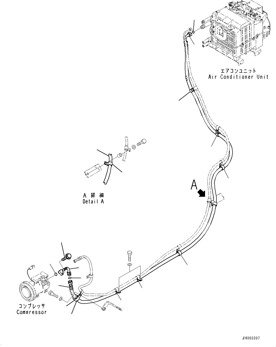Komatsu parts book diagram for D375A-6 S/N 62001-UP (Mining Specification): COMPRESSOR, SUCTION PIPING (ENGINE OIL PAN AND COOLANT HEATER)(#60295-)