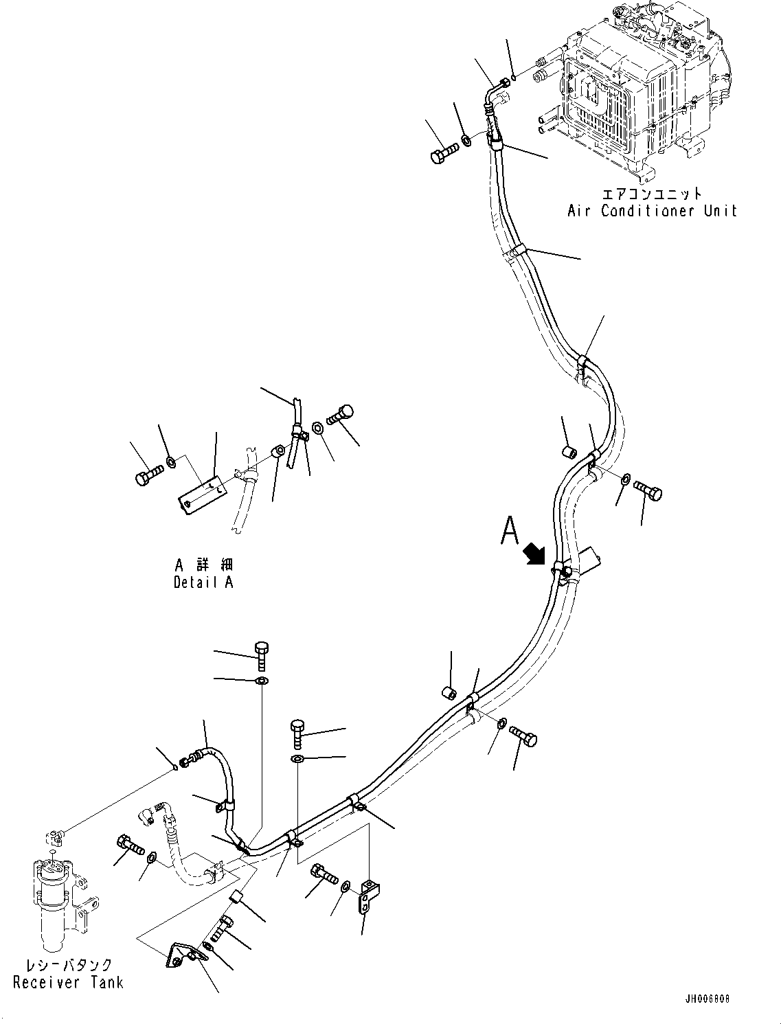 Komatsu parts book diagram for D375A-6 S/N 62001-UP (Mining Specification): COMPRESSOR, LIQUID PIPING (ENGINE OIL PAN AND COOLANT HEATER)(#60295-)