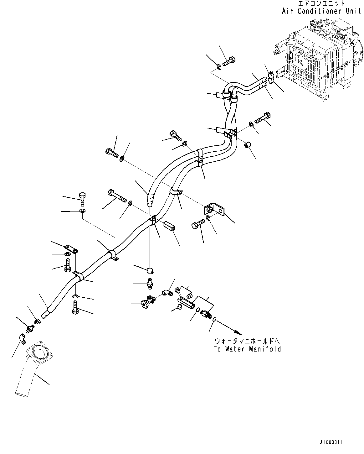 Komatsu parts book diagram for D375A-6 S/N 62001-UP (Mining Specification): HEATER PIPING, (#60001-)