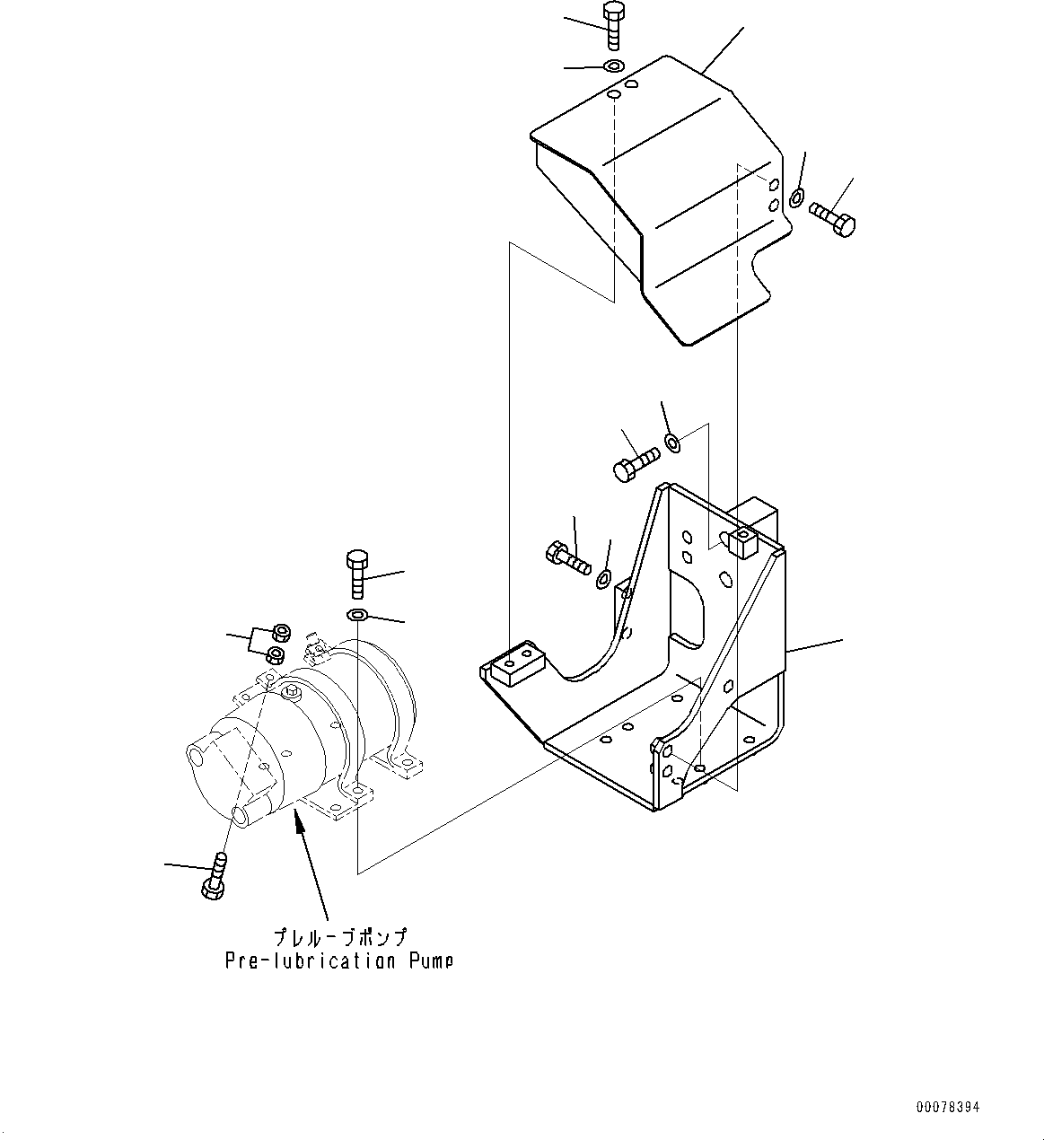 Komatsu parts book diagram for D375A-6 S/N 62001-UP (Mining Specification): ENGINE PRE-LUBRICATION UNIT, PUMP MOUNTING(#60001-)