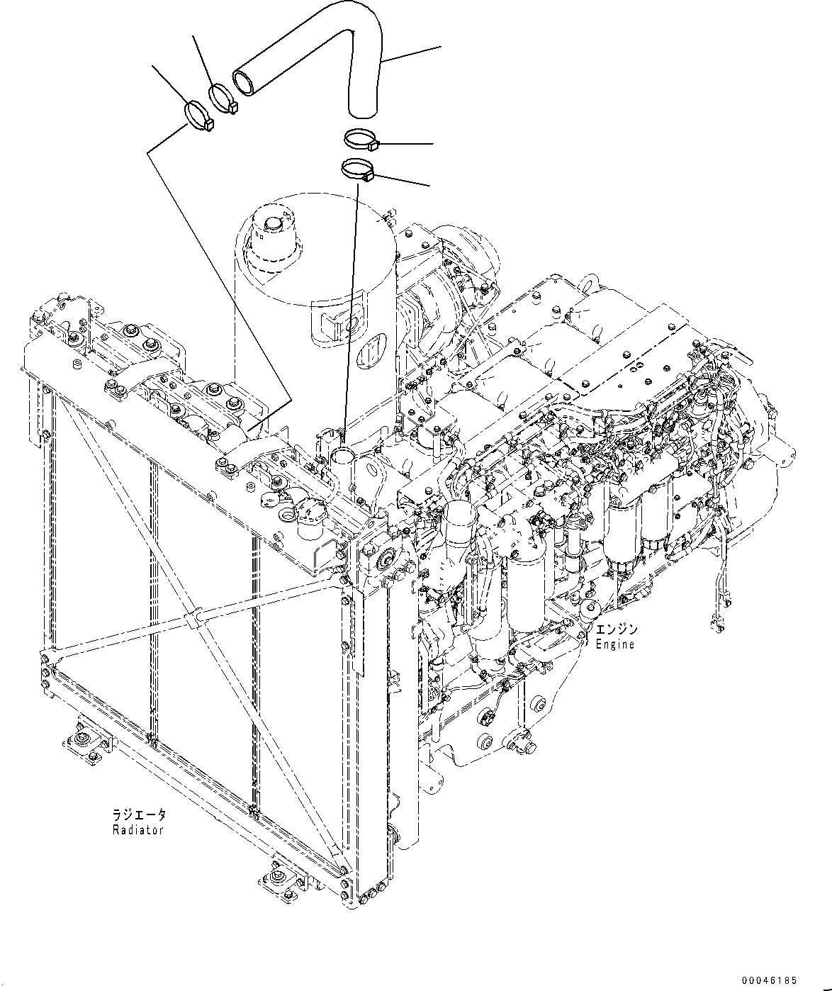 Komatsu parts book diagram for D375A-6 S/N 62001-UP (Mining Specification): COOLING PIPING, COOLING INLINE(#60001-)