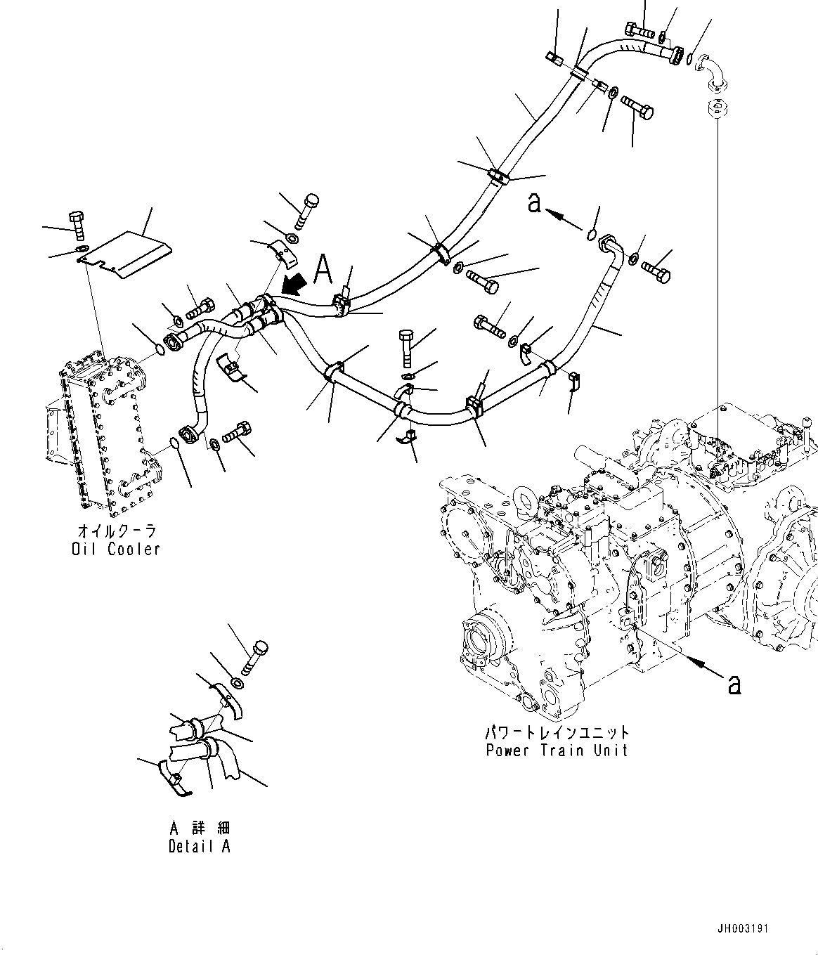 Komatsu parts book diagram for D375A-6 S/N 62001-UP (Mining Specification): POWER TRAIN OIL COOLER PIPING, OIL COOLER PIPING(#60001-60662)