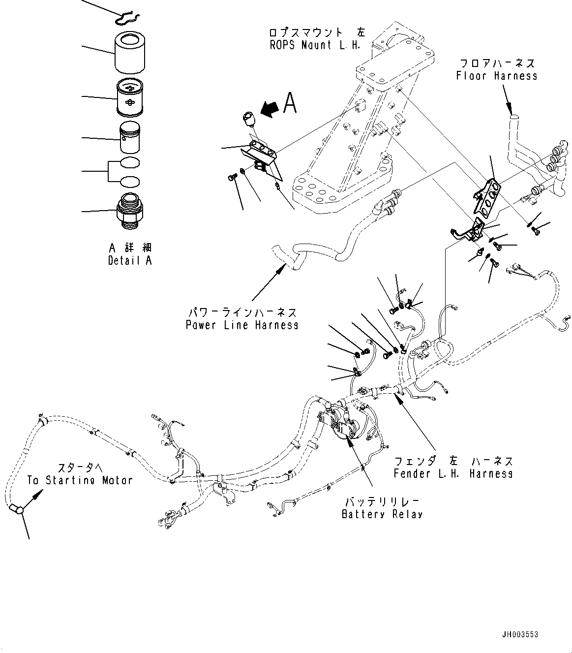 Komatsu parts book diagram for D375A-6 S/N 62001-UP (Mining Specification): ELECTRIC WIRING HARNESS, FENDER WIRING HARNESS CLAMP(#60001-60013)