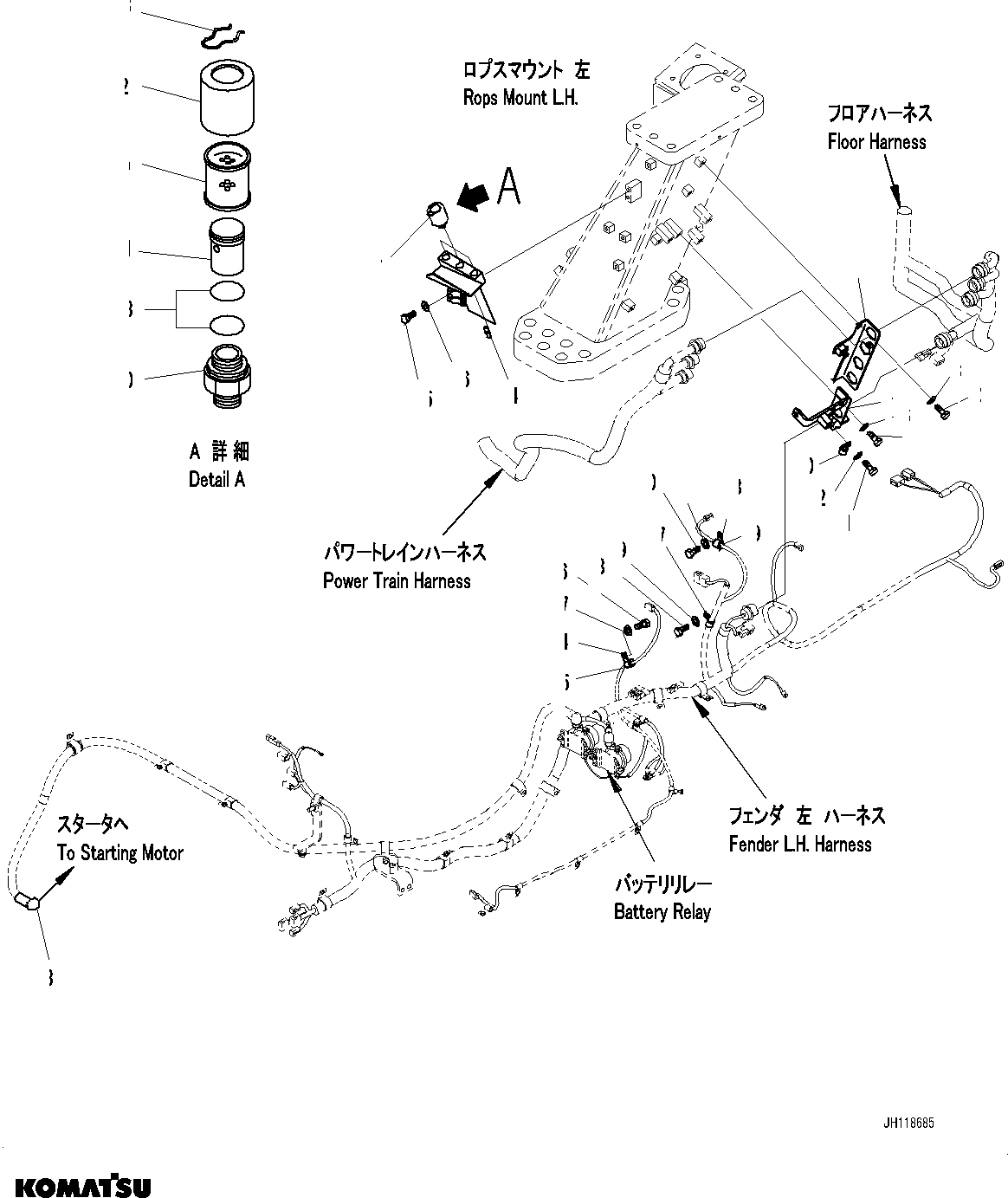 Komatsu parts book diagram for D375A-6 S/N 62001-UP (Mining Specification): ELECTRIC WIRING HARNESS, FENDER WIRING HARNESS CLAMP(#60014-)