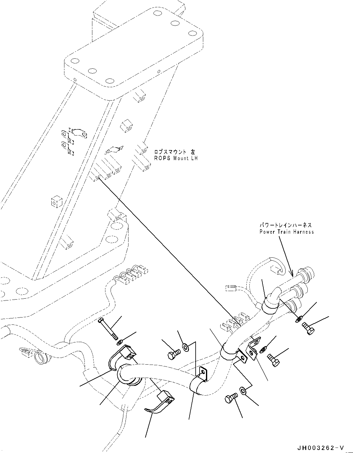 Komatsu parts book diagram for D375A-6 S/N 62001-UP (Mining Specification): ELECTRIC WIRING HARNESS, POWER TRAIN WIRING HARNESS CLAMP(#60001-)