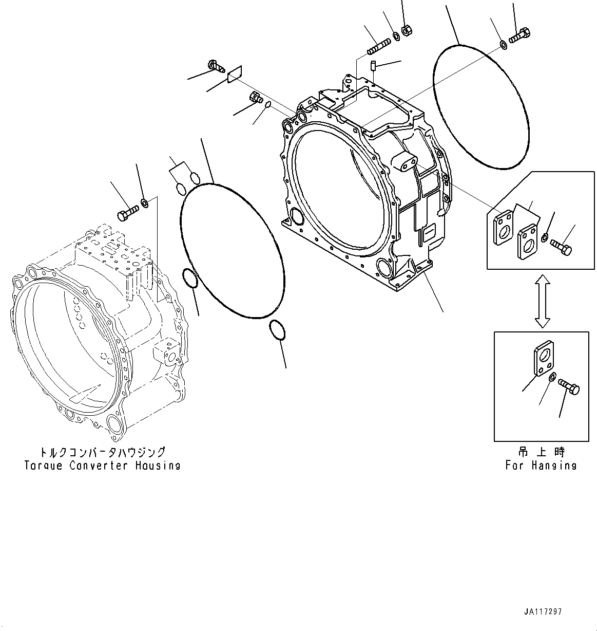 Komatsu parts book diagram for D375A-6 S/N 62001-UP (Mining Specification): POWER TRAIN, TRANSMISSION CASE(#60001-)