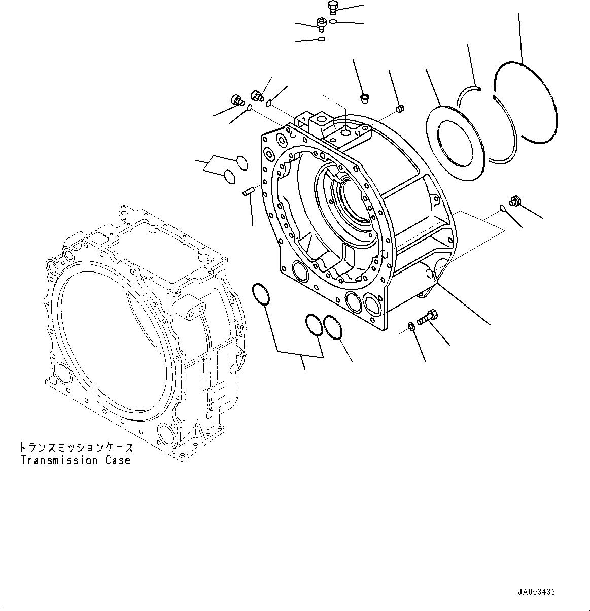 Komatsu parts book diagram for D375A-6 S/N 62001-UP (Mining Specification): POWER TRAIN, TRANSFER CASE(#60001-)
