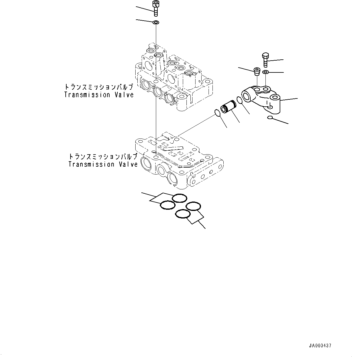 Komatsu parts book diagram for D375A-6 S/N 62001-UP (Mining Specification): POWER TRAIN, TRANSMISSION E.C.M.V. VALVE MOUNTING (2/2)(#60001-)