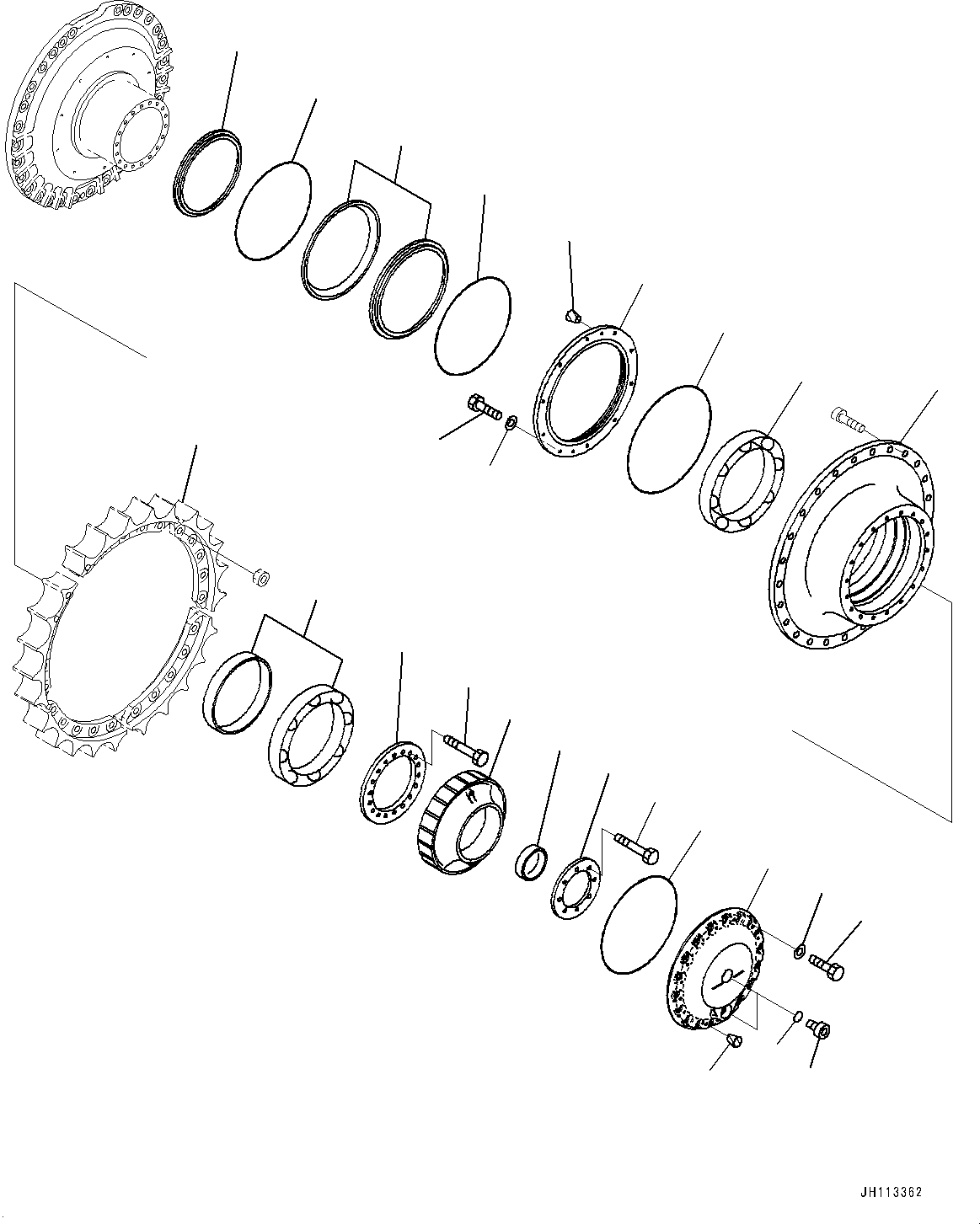 Komatsu parts book diagram for D375A-6 S/N 62001-UP (Mining Specification): FINAL DRIVE, SPROCKET DRUM L.H.(#62001-)