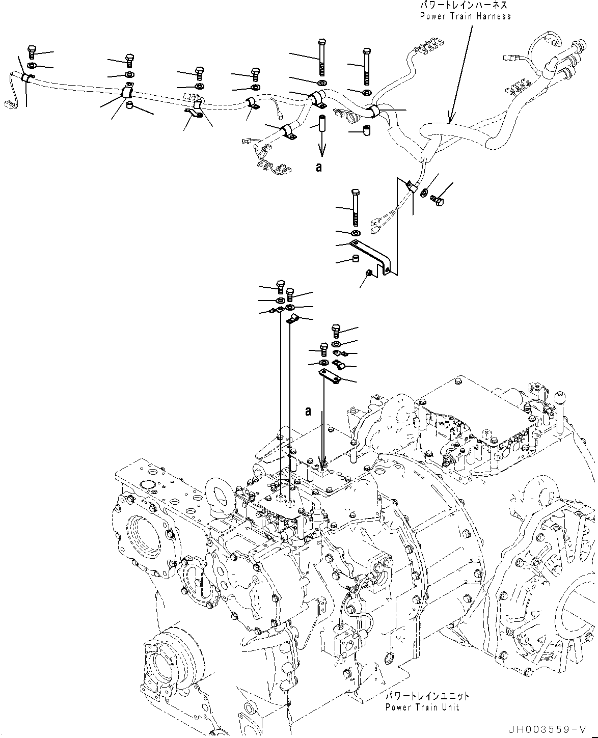 Komatsu parts book diagram for D375A-6 S/N 62001-UP (Mining Specification): ELECTRIC WIRING HARNESS FOR POWERTRAIN CONTROL, CLAMP(#60001-)