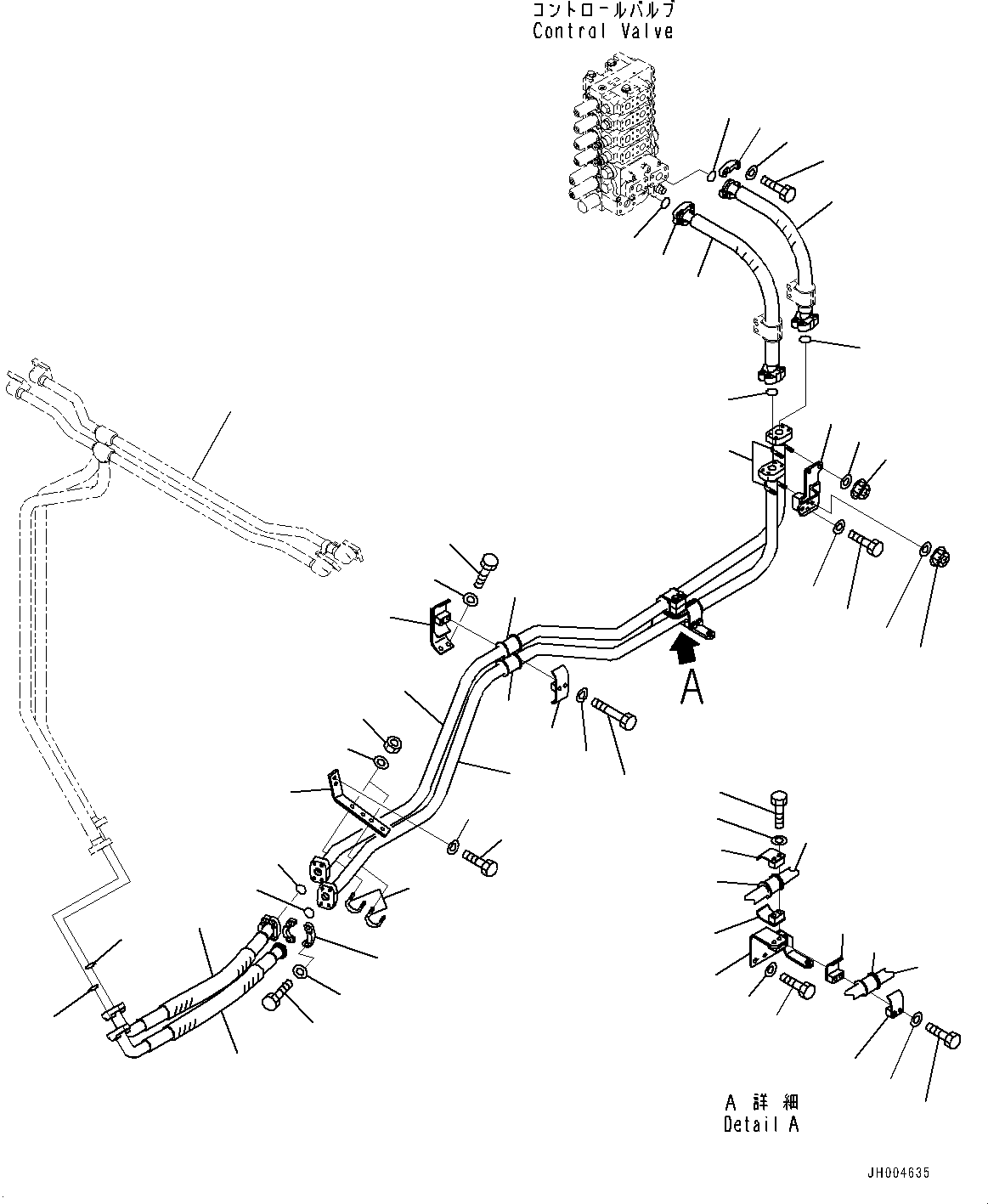 Komatsu parts book diagram for D375A-6 S/N 62001-UP (Mining Specification): DOZER BLADE LIFT PIPING, (ENGINE OIL PAN AND COOLANT HEATER)(#60001-)
