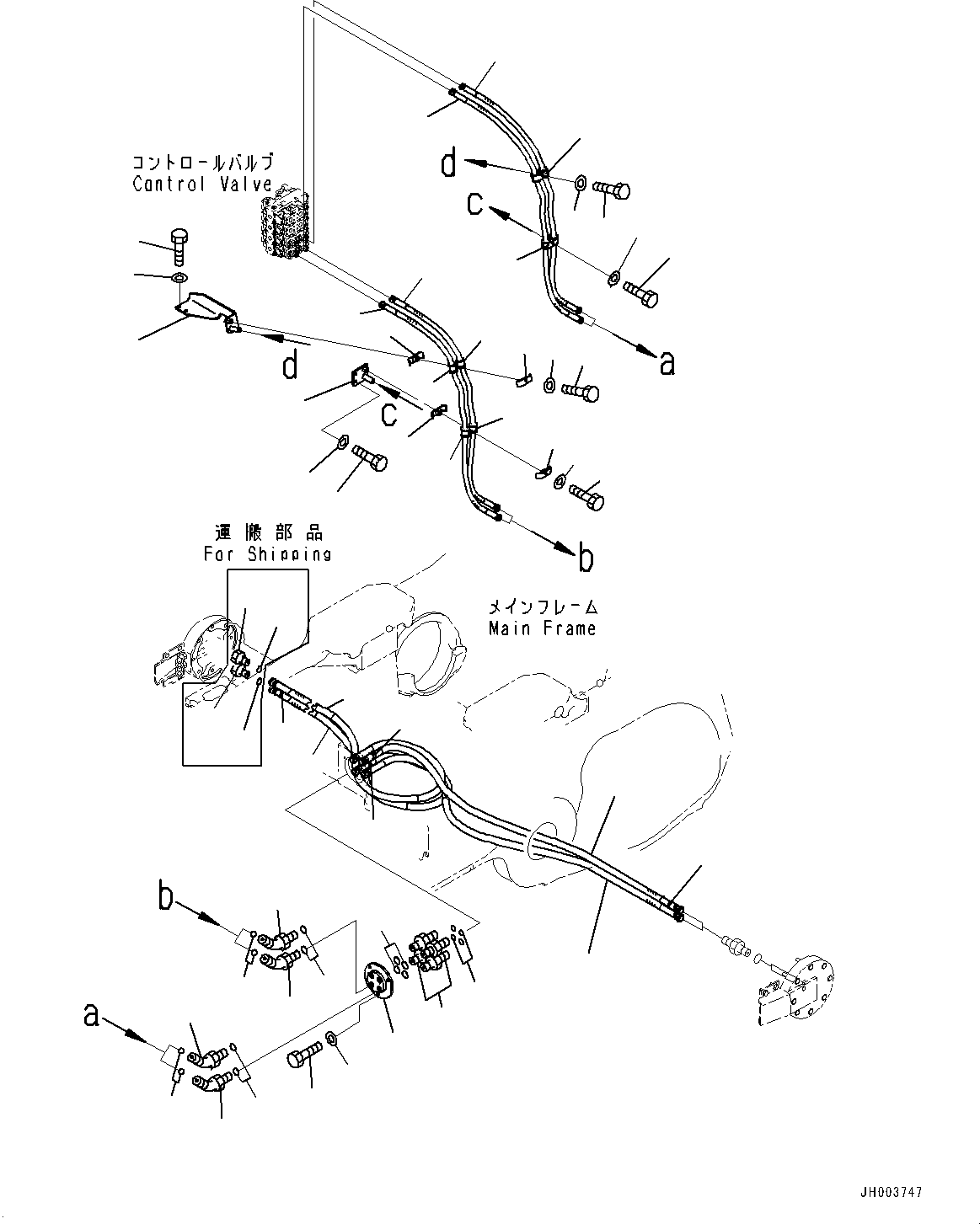 Komatsu parts book diagram for D375A-6 S/N 62001-UP (Mining Specification): DOZER BLADE TILT PIPING, (#60052-60533)