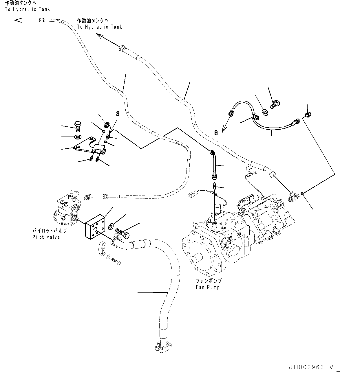 Komatsu parts book diagram for D375A-6 S/N 62001-UP (Mining Specification): COOLING FAN DRIVE PIPING, AIR VENT (ENGINE OIL PAN AND COOLANT HEATER)(#60001-)