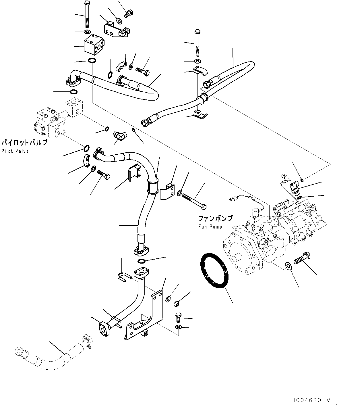 Komatsu parts book diagram for D375A-6 S/N 62001-UP (Mining Specification): COOLING FAN DRIVE PIPING, FAN PUMP PIPING (ENGINE OIL PAN AND COOLANT HEATER)(#60001-)