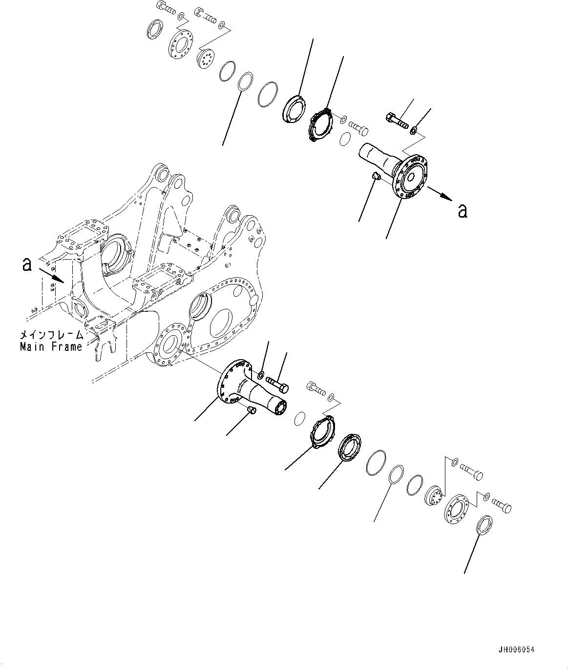 Komatsu parts book diagram for D375A-6 S/N 62001-UP (Mining Specification): EQUALIZER BAR AND PIVOT SHAFT, PIVOT SHAFT(#60052-)