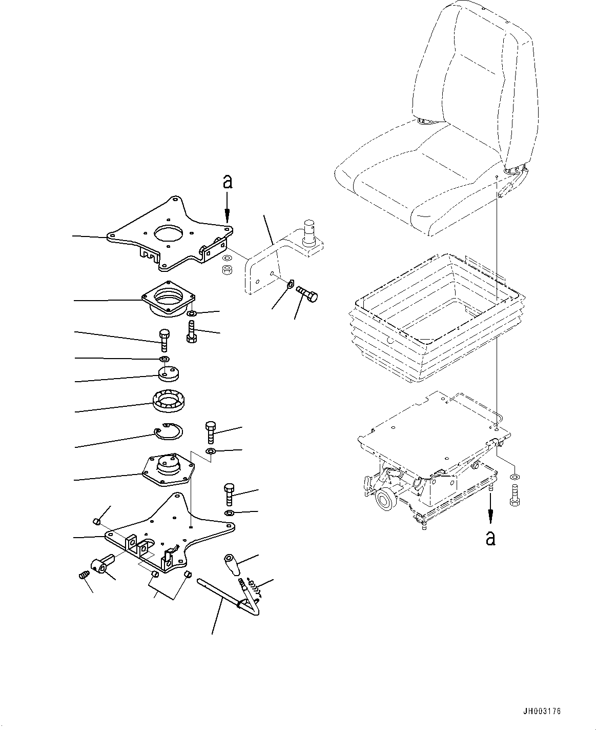 Komatsu parts book diagram for D375A-6 S/N 62001-UP (Mining Specification): OPERATOR'S SEAT, TURNTABLE, (#60001-)