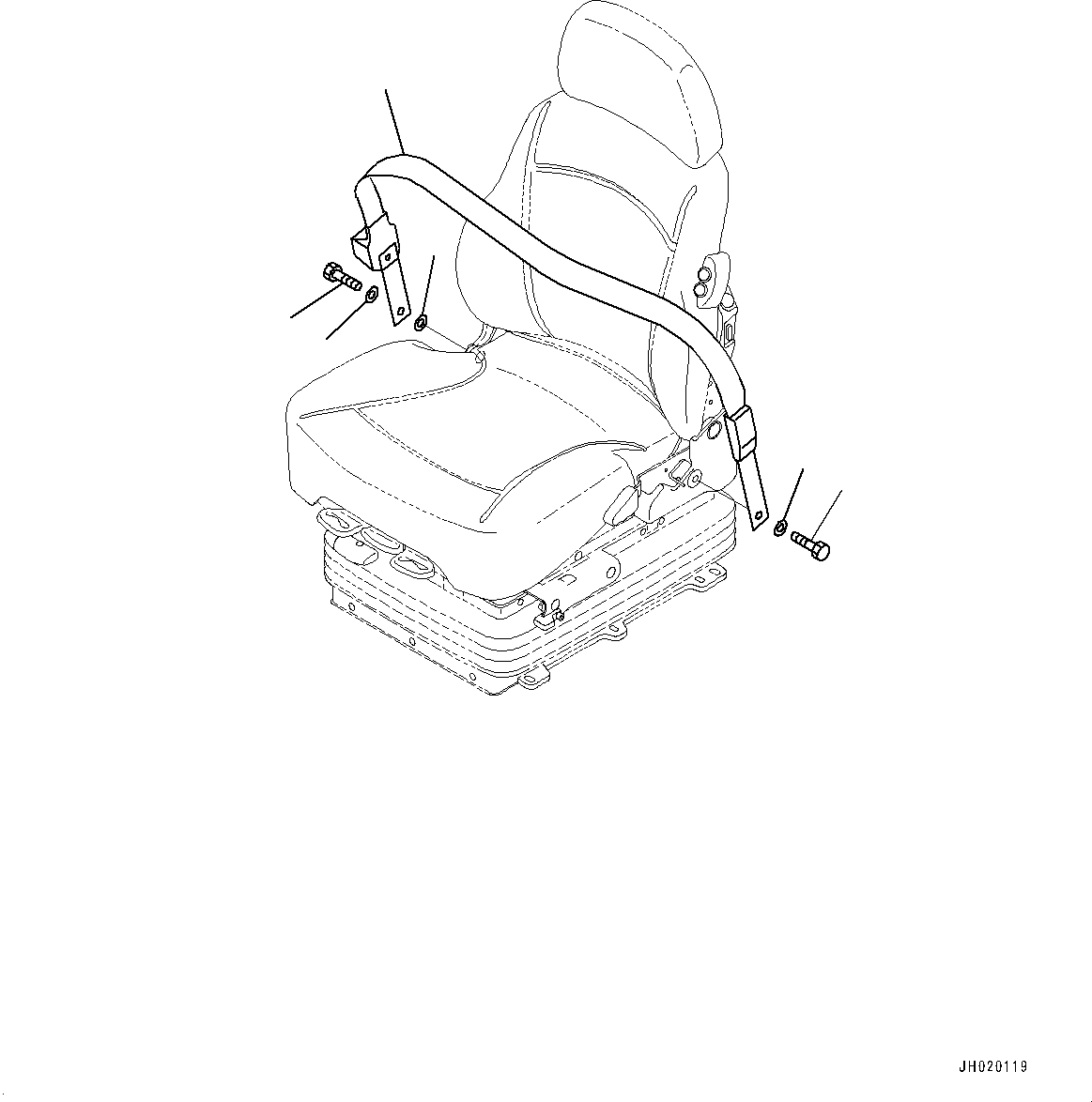 Komatsu parts book diagram for D375A-6 S/N 62001-UP (Mining Specification): SEAT BELT, (#60001-)