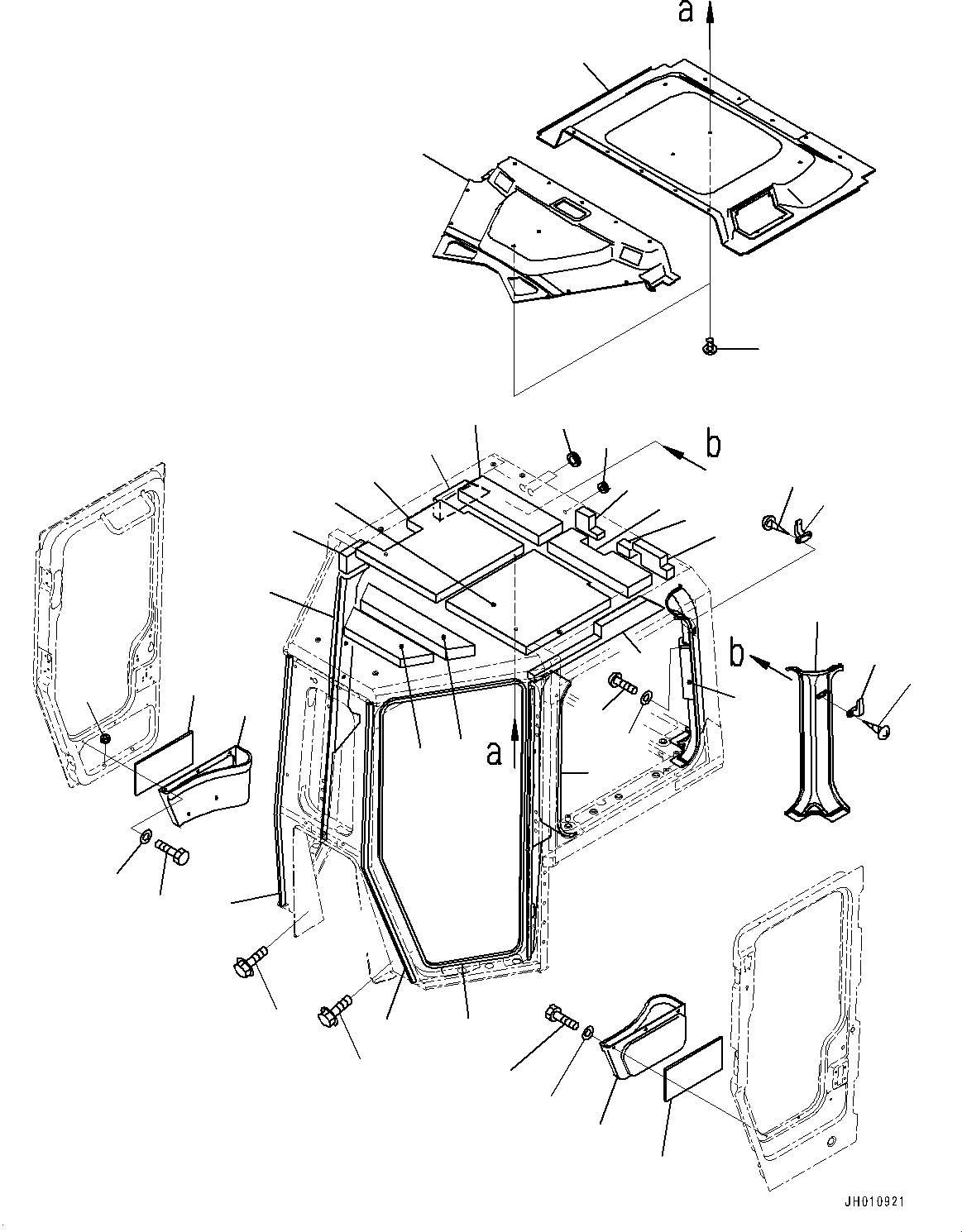Komatsu parts book diagram for D375A-6 S/N 62001-UP (Mining Specification): CAB, ROOF LINING AND GARNISH(#62001-)