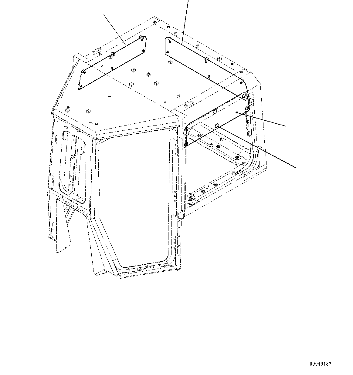 Komatsu parts book diagram for D375A-6 S/N 62001-UP (Mining Specification): SUNVISOR, (#60001-)