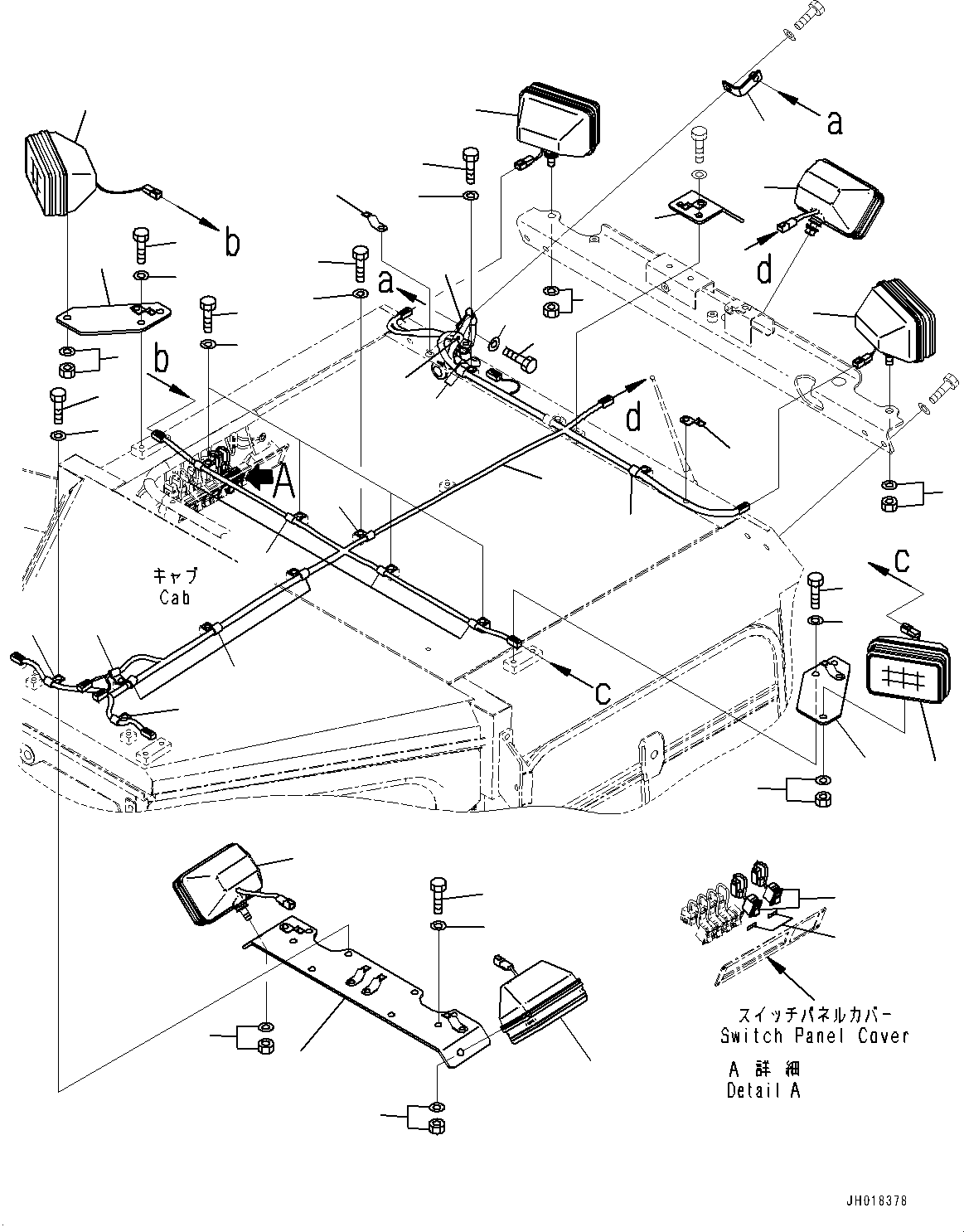 Komatsu parts book diagram for D375A-6 S/N 62001-UP (Mining Specification): WORKING LAMP, (REARVIEW CAMERA)(#60001-)
