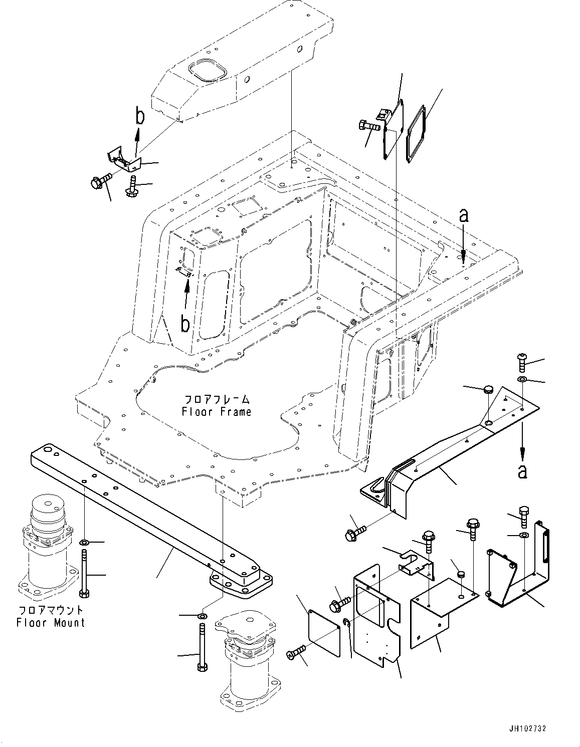 Komatsu parts book diagram for D375A-6 S/N 62001-UP (Mining Specification): FLOOR FRAME, ARMREST(#62001-)