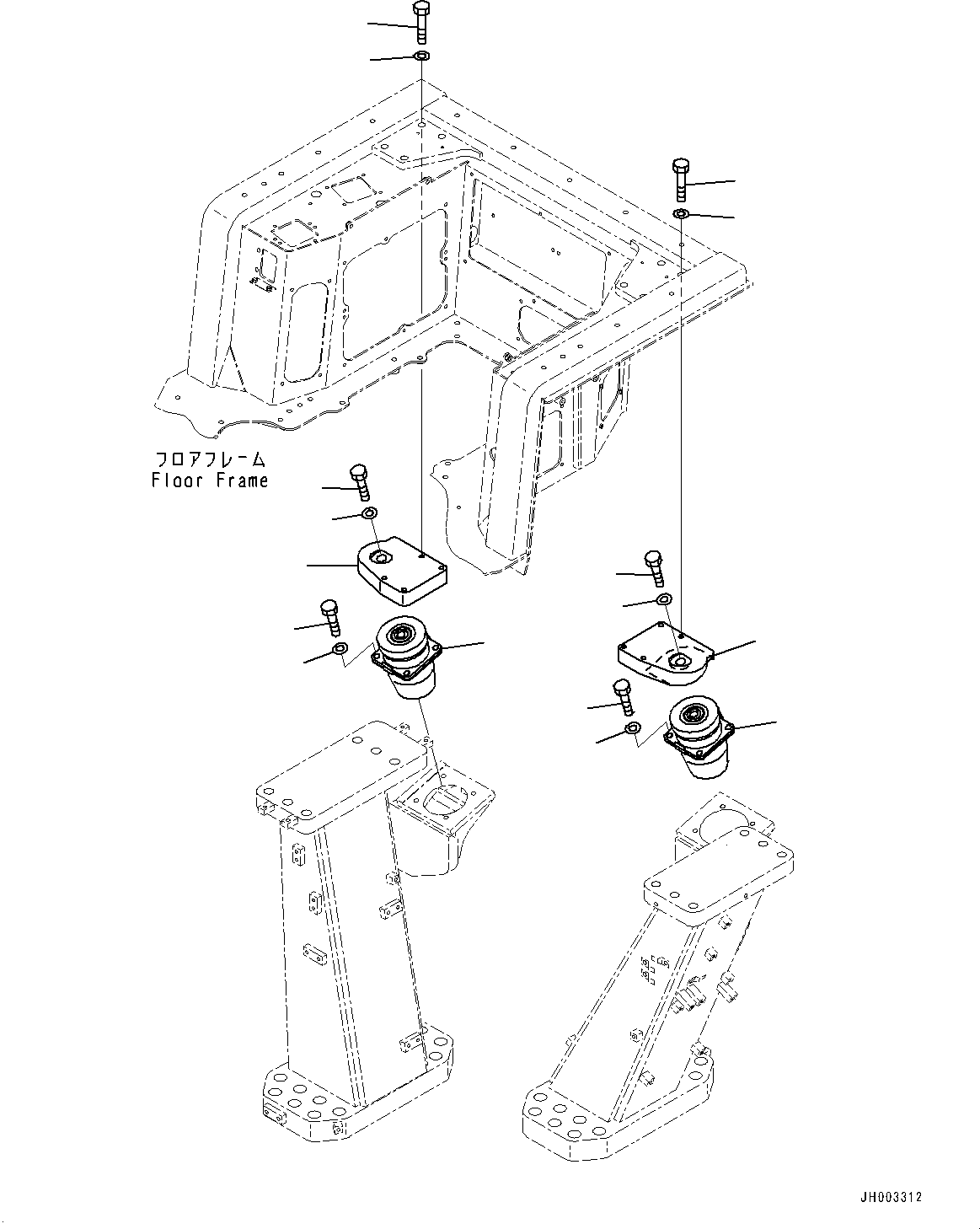 Komatsu parts book diagram for D375A-6 S/N 62001-UP (Mining Specification): FLOOR MOUNTING, (#60001-)