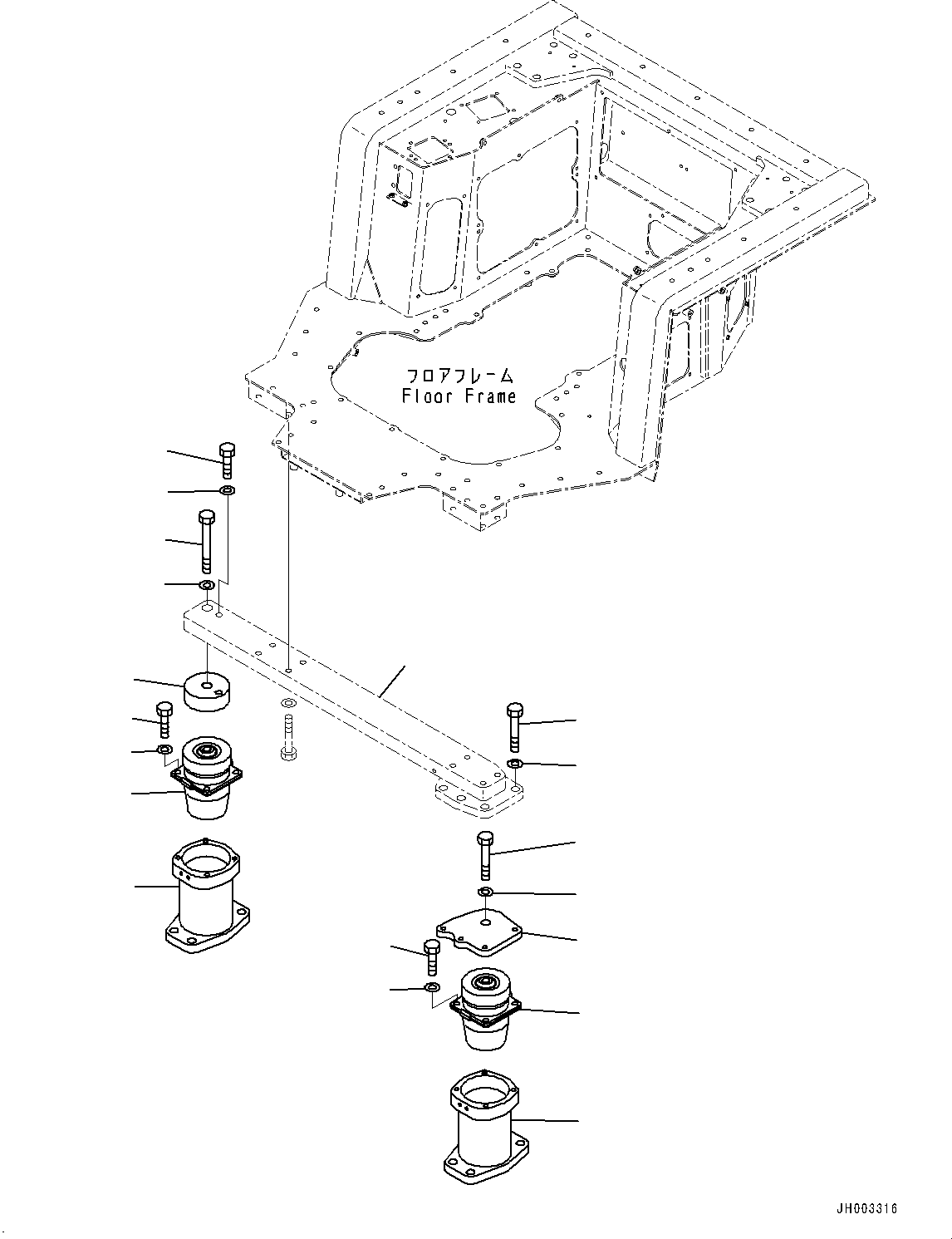 Komatsu parts book diagram for D375A-6 S/N 62001-UP (Mining Specification): FLOOR FRAME MOUNTING, (#60001-)