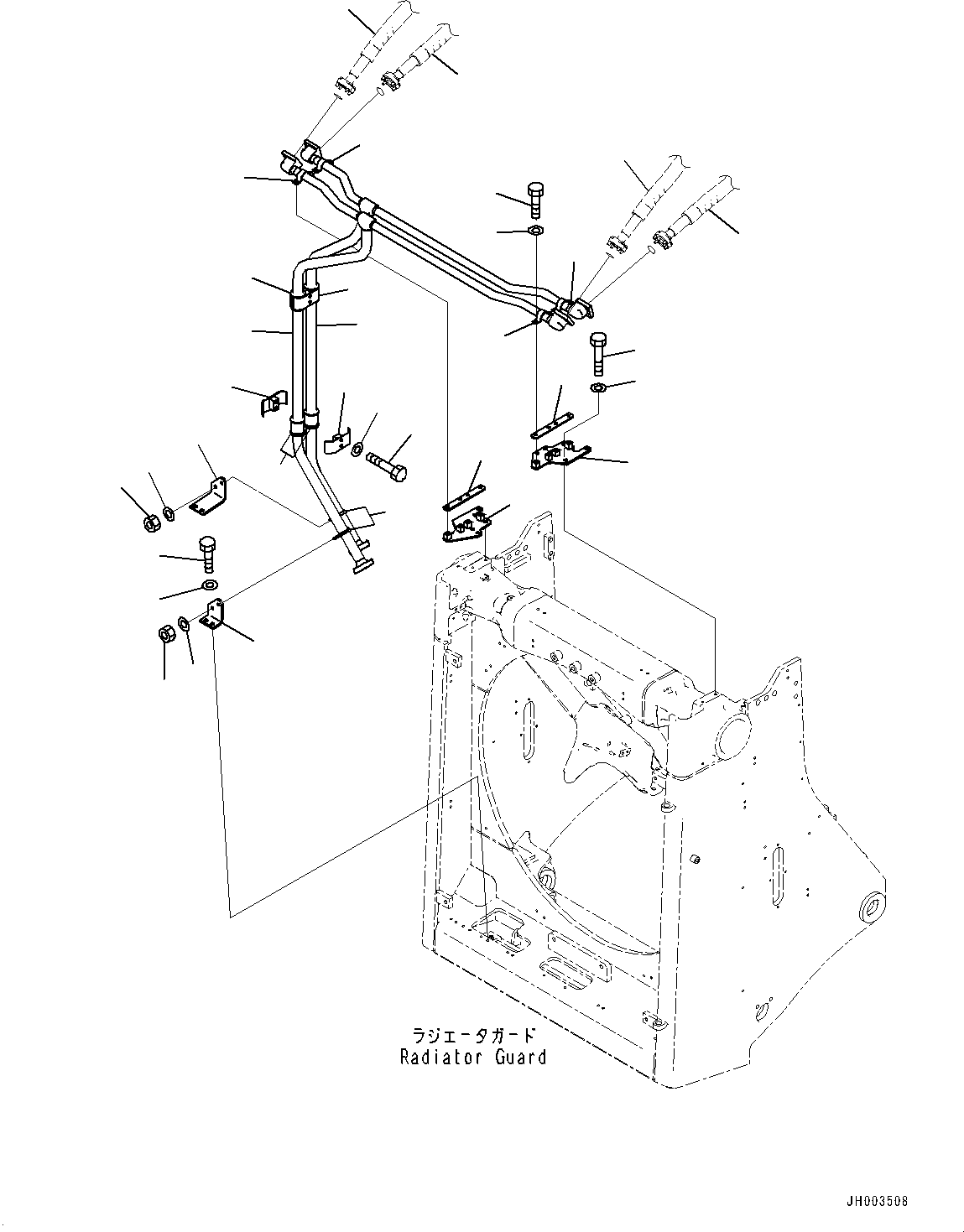 Komatsu parts book diagram for D375A-6 S/N 62001-UP (Mining Specification): RADIATOR GUARD, BLADE LIFT PIPING(#62001-)
