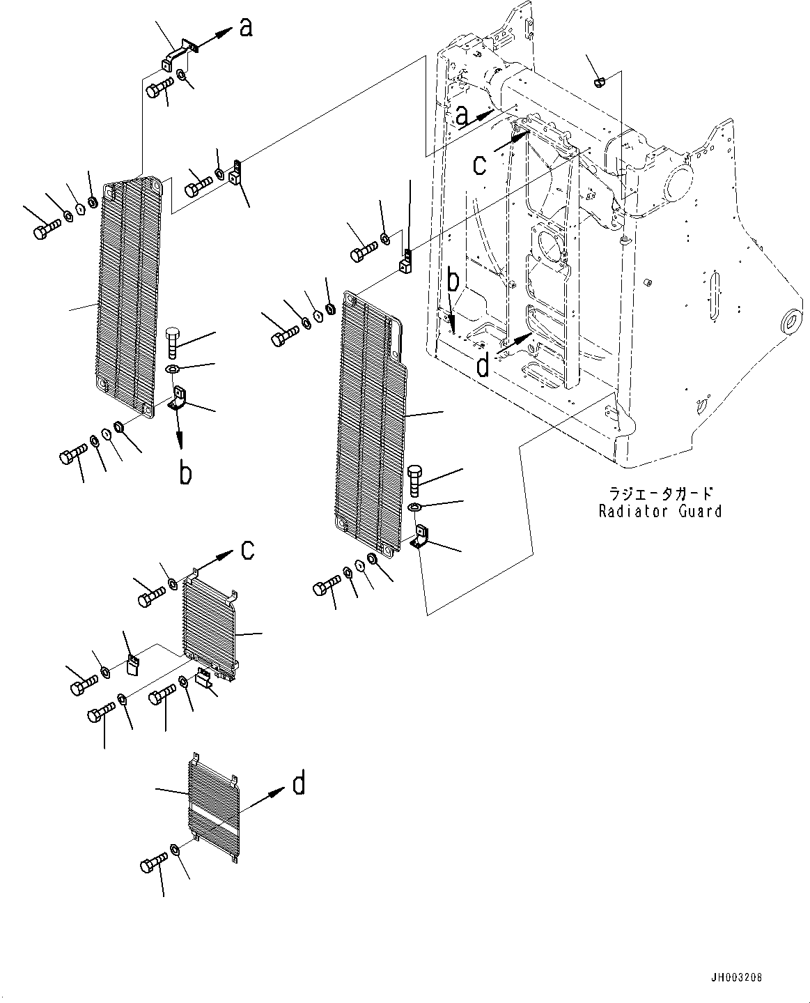 Komatsu parts book diagram for D375A-6 S/N 62001-UP (Mining Specification): RADIATOR GUARD, NET(#62001-)