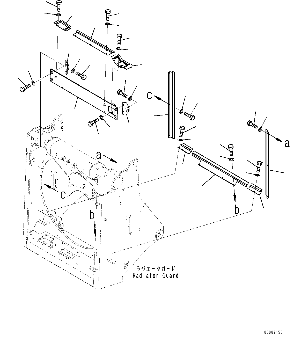 Komatsu parts book diagram for D375A-6 S/N 62001-UP (Mining Specification): RADIATOR GUARD, WIND BRAKE(#62001-)