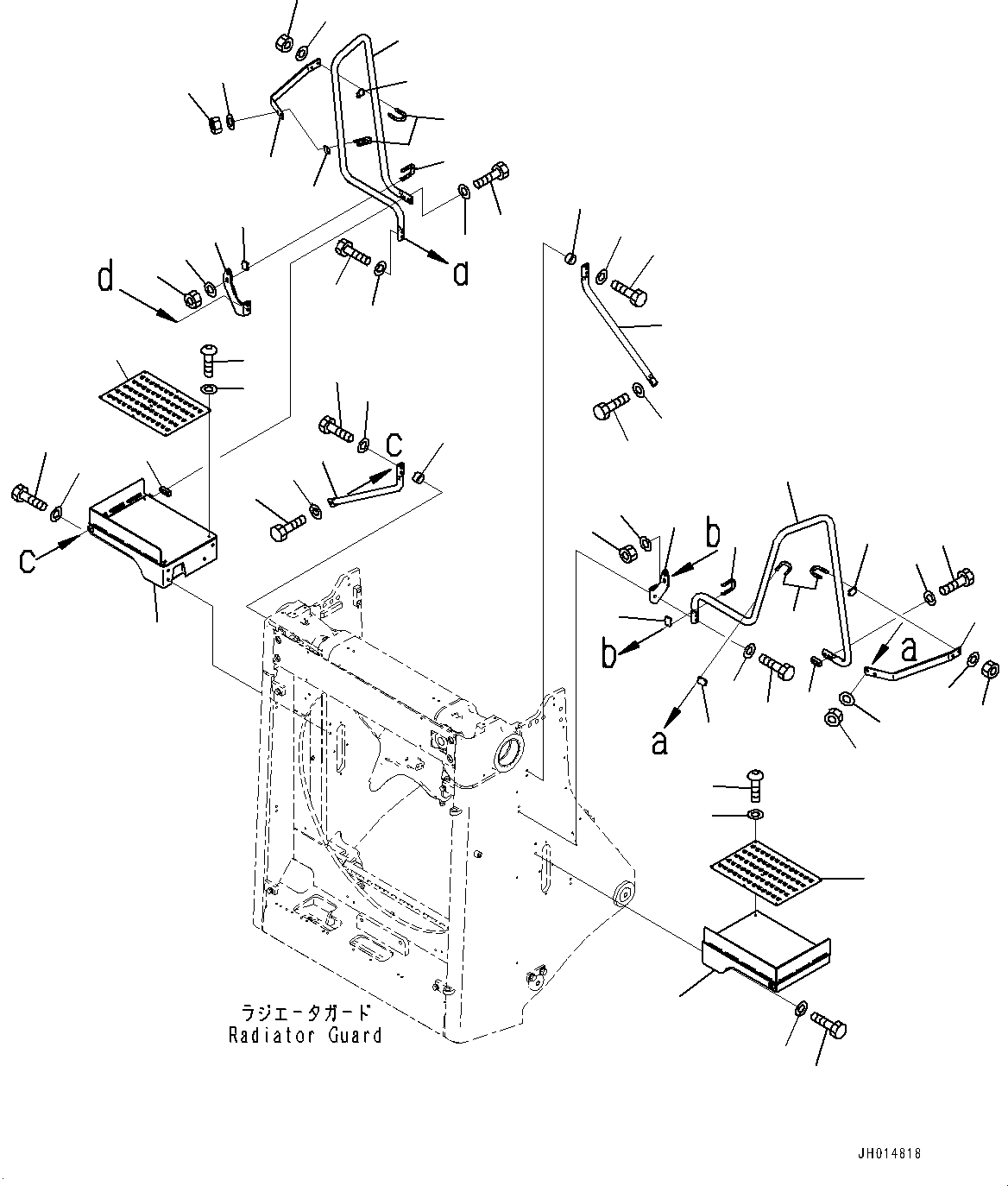 Komatsu parts book diagram for D375A-6 S/N 62001-UP (Mining Specification): RADIATOR GUARD RELATED PARTS, GRIP(#60288-)