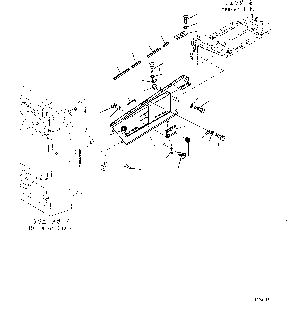 Komatsu parts book diagram for D375A-6 S/N 62001-UP (Mining Specification): ENGINE HOOD AND SIDE COVER GROUP, SIDE COVER BOTTOM, L.H.(#60001-)