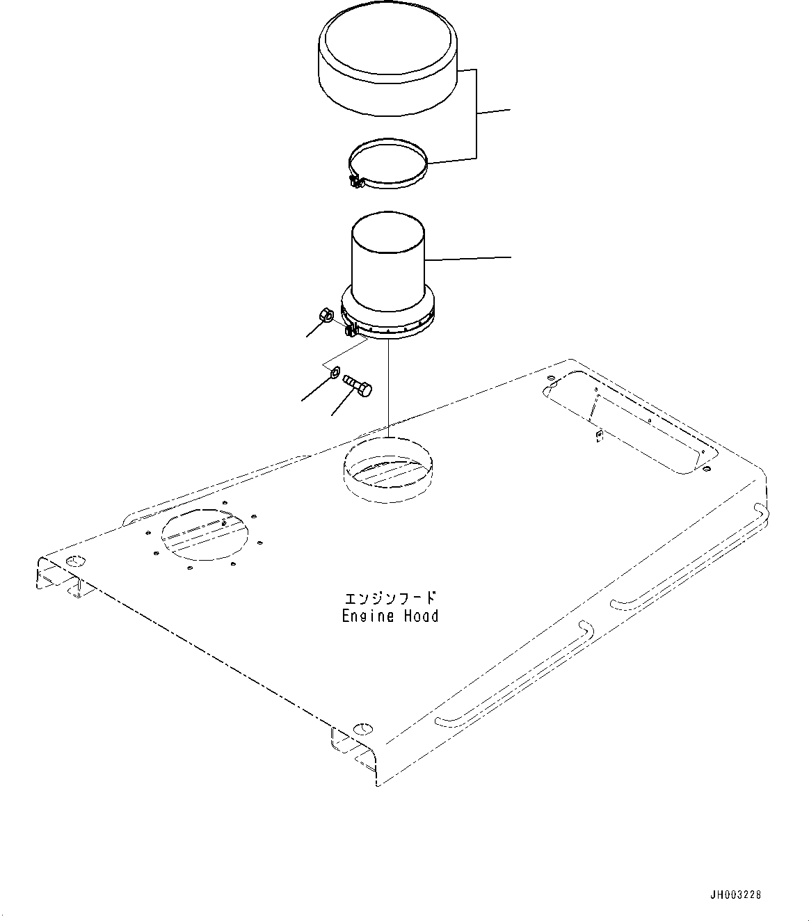 Komatsu parts book diagram for D375A-6 S/N 62001-UP (Mining Specification): PRE-CLEANER HOOD, (#60001-)