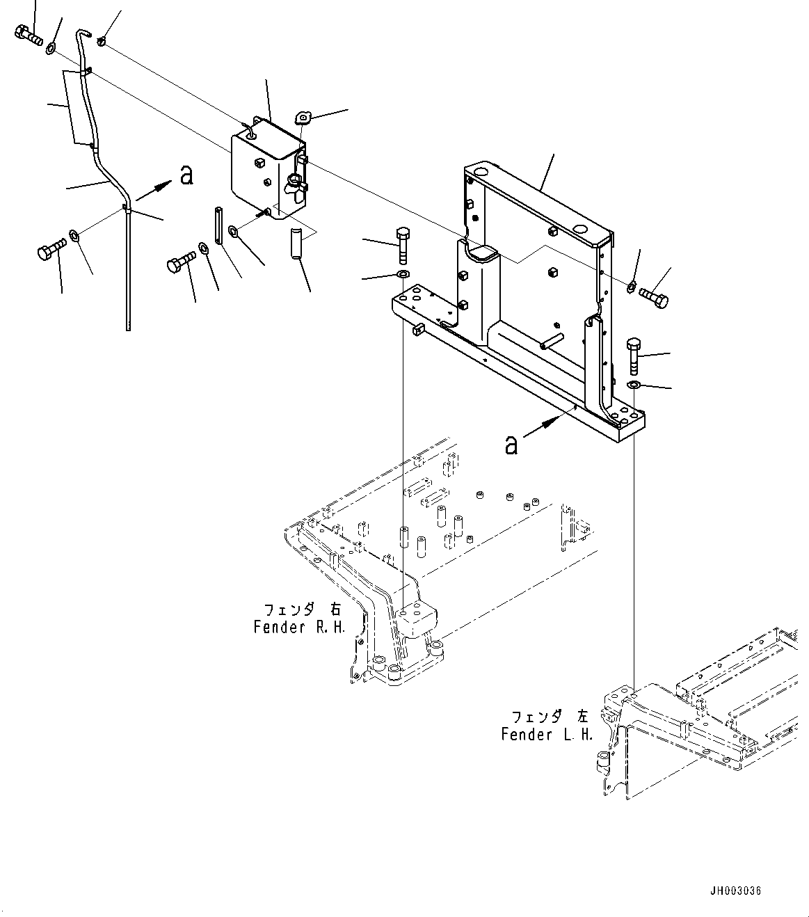 Komatsu parts book diagram for D375A-6 S/N 62001-UP (Mining Specification): FENDER, RESERVOIR TANK(#62001-)