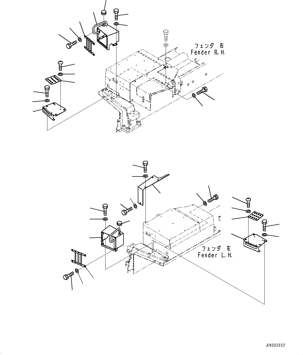 Komatsu parts book diagram for D375A-6 S/N 62001-UP (Mining Specification): FENDER RELATED PARTS, FENDER COVER(#60001-60233)