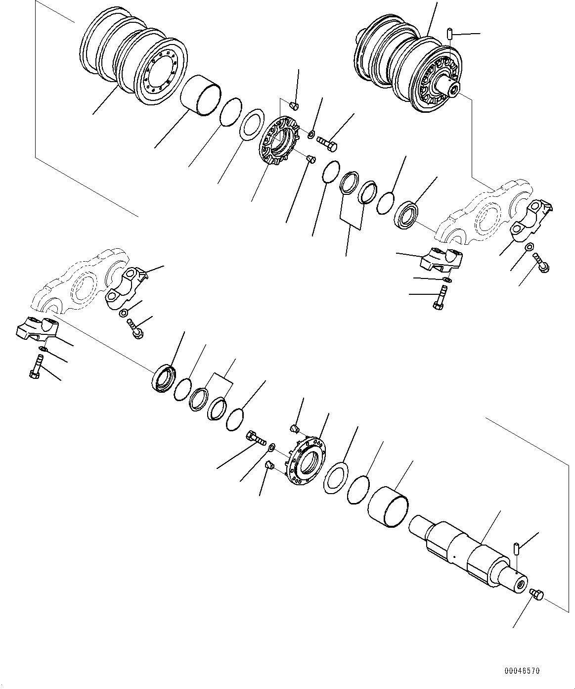 Komatsu parts book diagram for D375A-6 S/N 62001-UP (Mining Specification): TRACK FRAME, TRACK ROLLER, L.H. (1/2) (COLD AREA SPECIFICATION A (-30 DEG C))(#60001-60370)