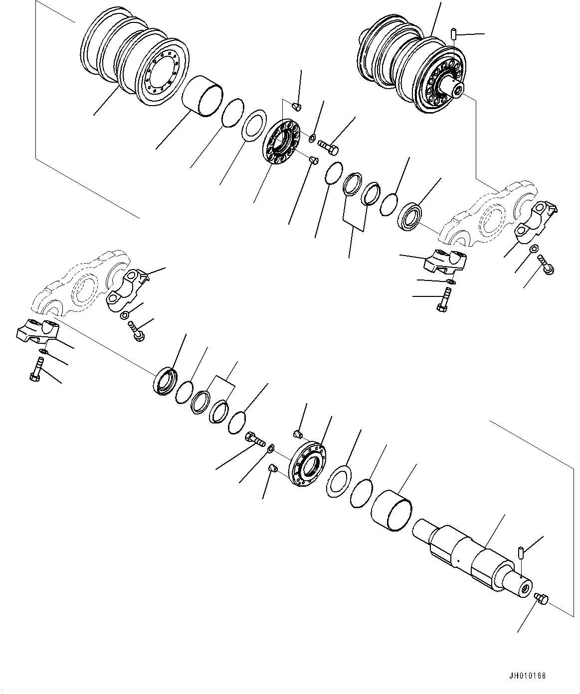 Komatsu parts book diagram for D375A-6 S/N 62001-UP (Mining Specification): TRACK FRAME, TRACK ROLLER, L.H. (2/2) (COLD AREA SPECIFICATION A (-30 DEG C))(#60371-)