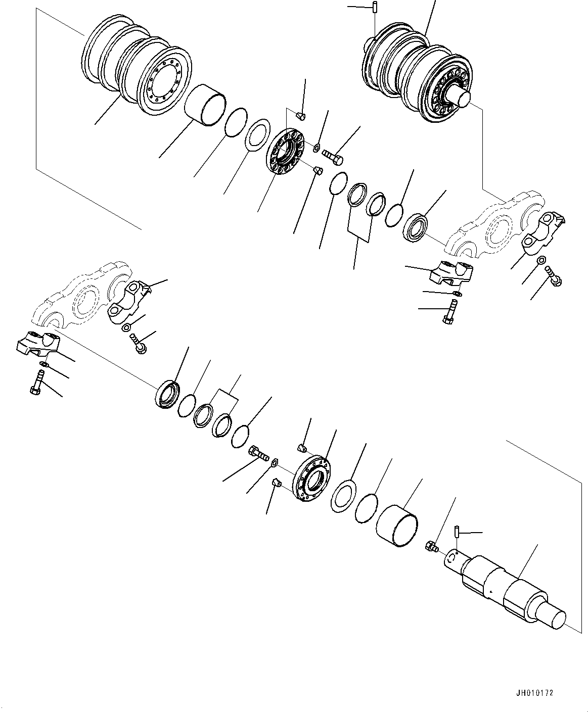 Komatsu parts book diagram for D375A-6 S/N 62001-UP (Mining Specification): TRACK FRAME, TRACK ROLLER, R.H. (2/2) (COLD AREA SPECIFICATION A (-30 DEG C))(#60371-)