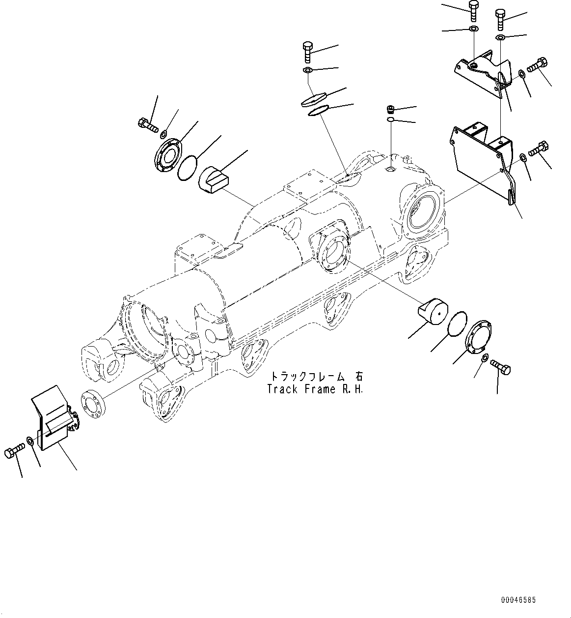 Komatsu parts book diagram for D375A-6 S/N 62001-UP (Mining Specification): TRACK FRAME, REAR COVER AND CUSHION MOUNTING, R.H.(#60001-)