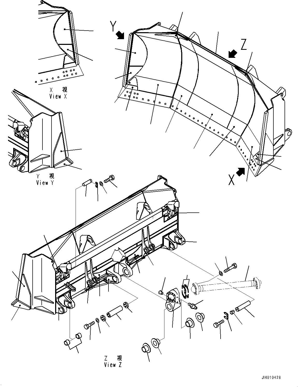 Komatsu parts book diagram for D375A-6 S/N 62001-UP (Mining Specification): DOZER BLADE, BLADE (HEAVY DUTY U TYPE)(#60001-)